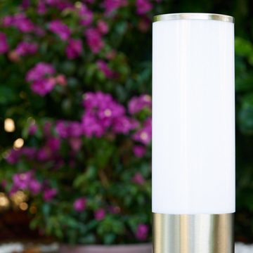 hofstein Außen-Stehlampe »Monno« moderne Außenleuchte aus Edelstahl mit Steckdose, ohne Leuchtmittel, Kunststoff-Scheiben, Wegeleuchte 45cm, Gartenlampe E27, IP44