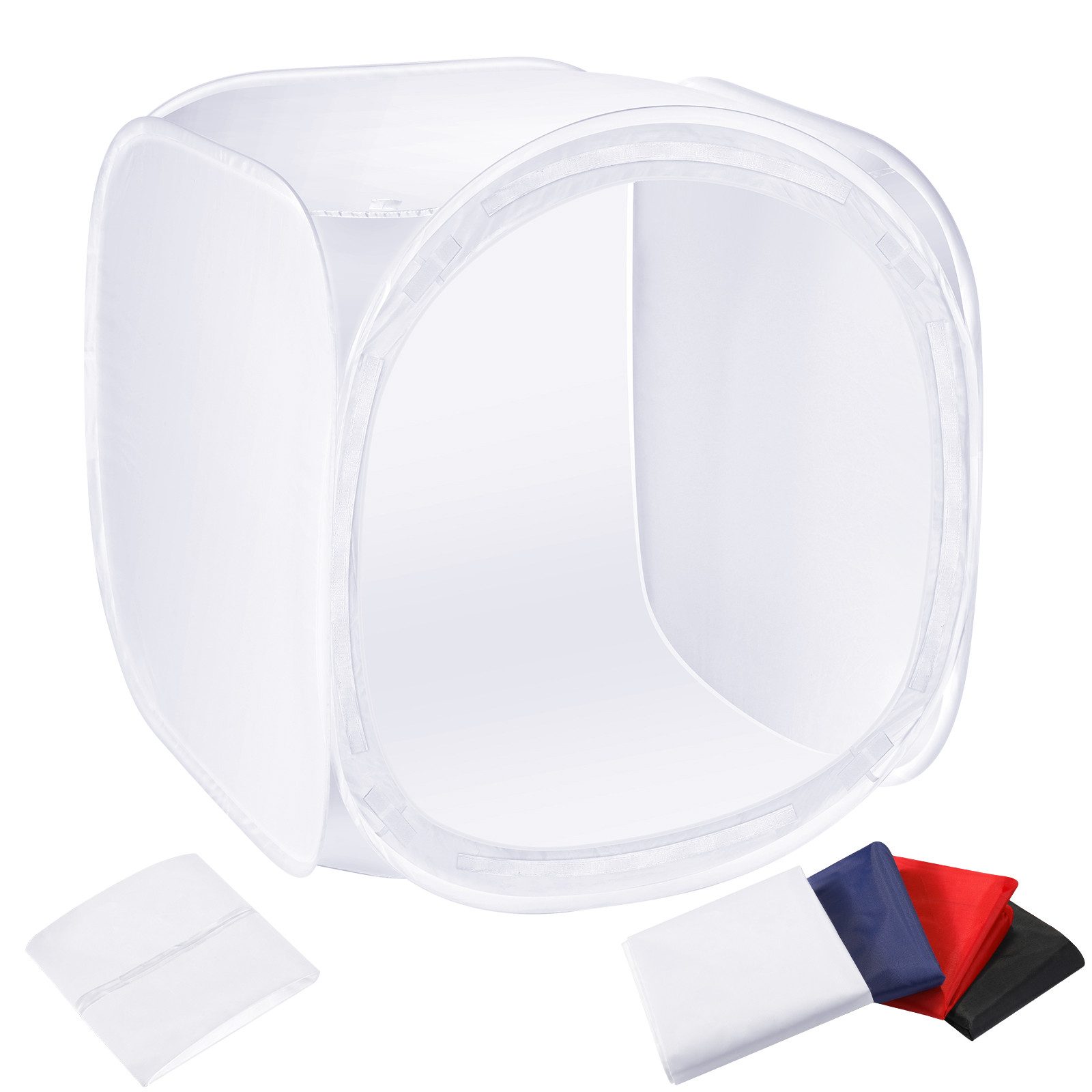 Neewer Fotostudio-Box 60x60cm Fotostudio Lichtwürfel Diffusions Soft Box Set, mit 4 Farben, Rot/Dunkelblau/Schwarz/Weiß Farben Hintergründe für Fotografie