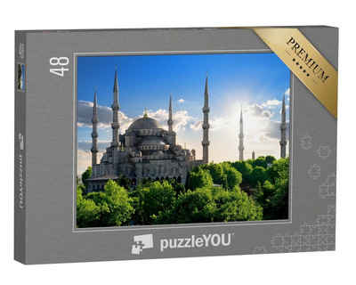puzzleYOU Puzzle Blaue Moschee an einem sonnigen Sommertag, Türkei, 48 Puzzleteile, puzzleYOU-Kollektionen Blaue Moschee Istanbul