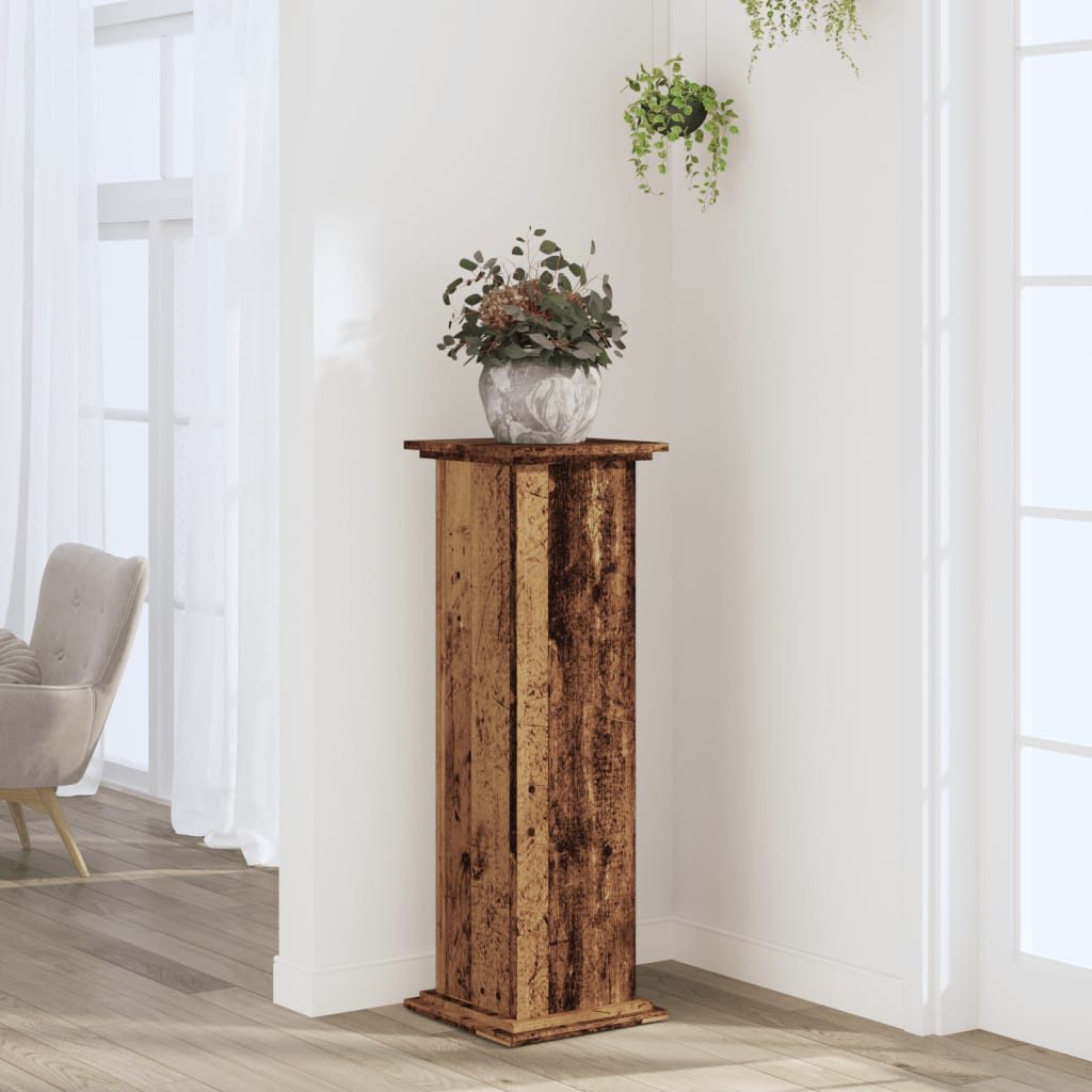 vidaXL Blumenständer Pflanzenständer Altholz-Optik 33x33x100 cm Holzwerkstoff (1 St)