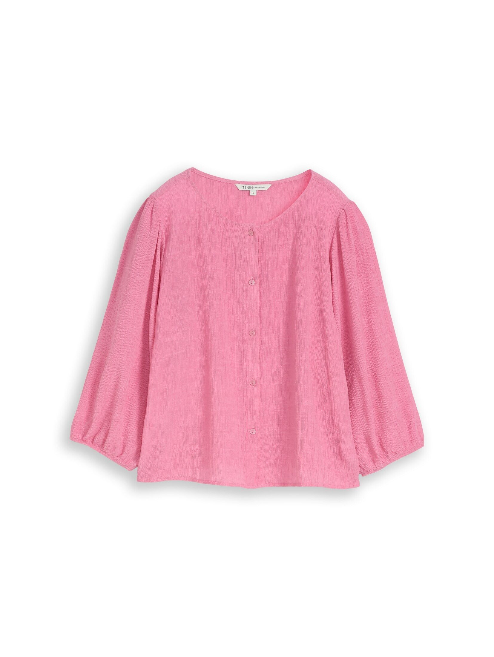 TOM TAILOR Denim Kurzarmbluse Blusen & Shirts Crinkle Bluse mit Knopfleiste