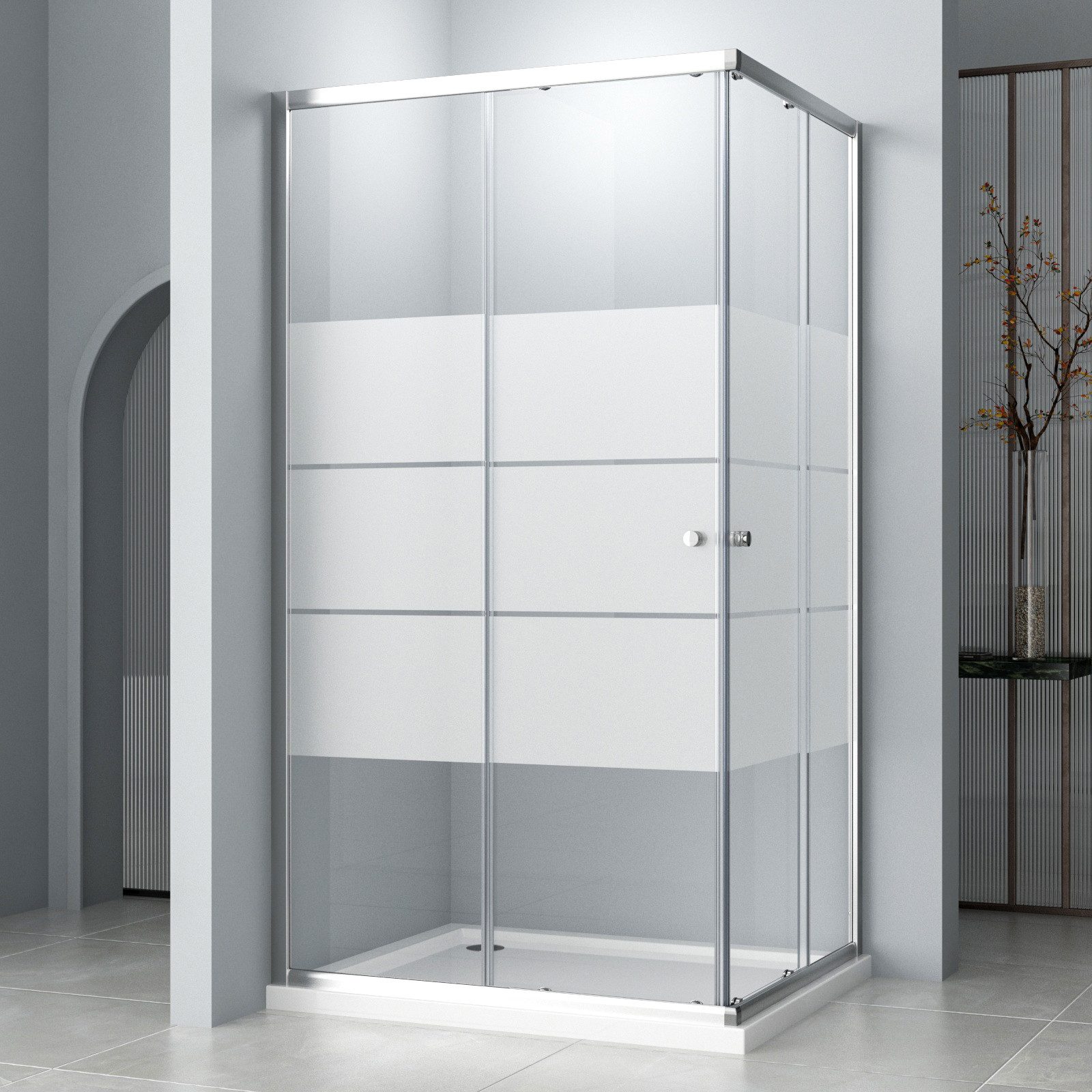 Hopibath Eckdusche milchglas Duschkabine 100x100 100x80 günstig online kaufen