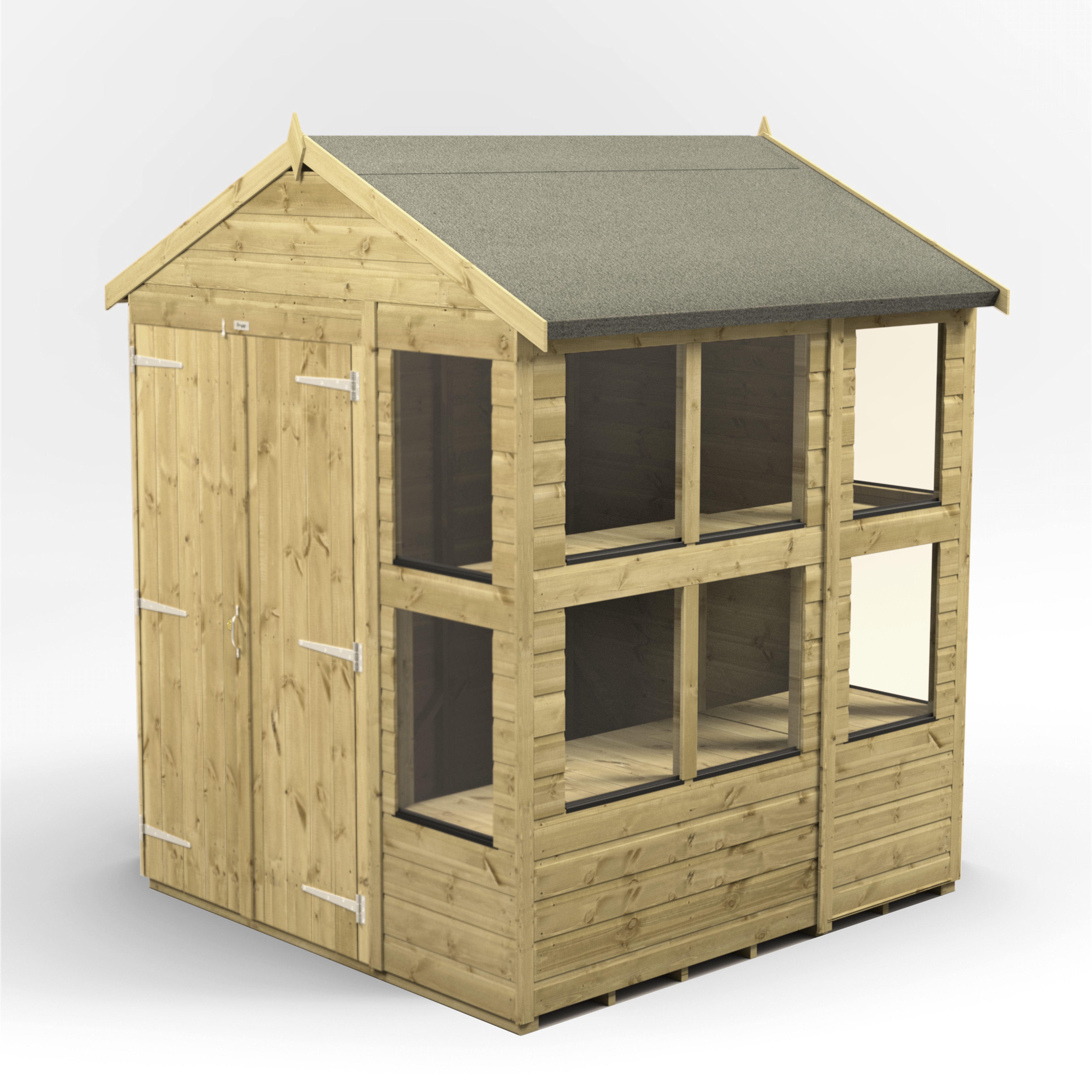 Gartenhaus Premium Holz-Gewächshaus mit Satteldach aus Vollholz, Doppeltür