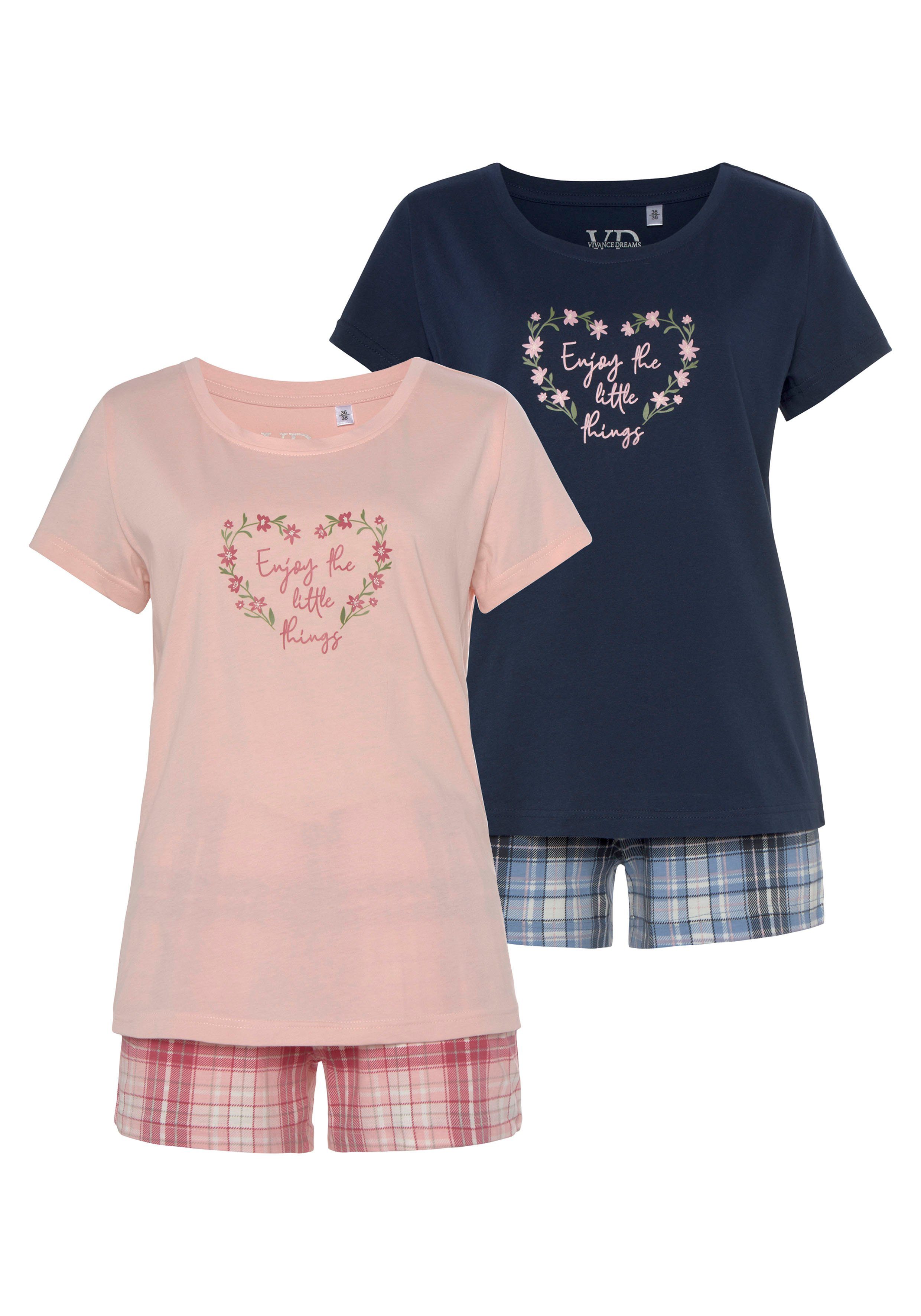 Vivance Dreams Shorty (Packung, 4 tlg., 2 Stück) mit Karo- und Blumendruck günstig online kaufen