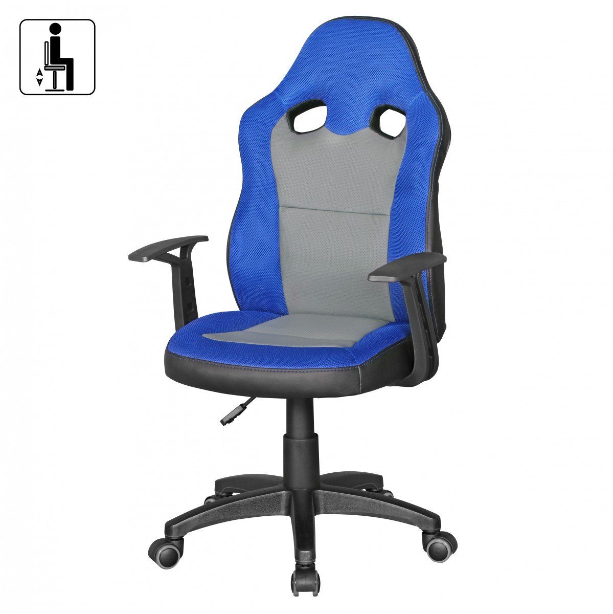 KADIMA DESIGN Kinderstuhl Kinder-Stuhl Blau, - mit höhenverstellbar, Blau Grau Armlehnen | Ergonomisch, FAST
