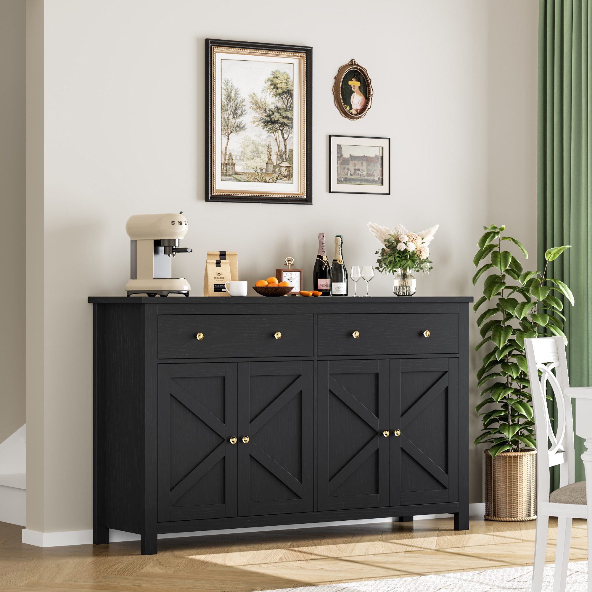 Homfa Sideboard Küchenschrank, mit 2 Schubladen günstig online kaufen