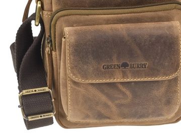 Greenburry Umhängetasche Vintage, Schultertasche 18x20cm, kleine Herrentasche, Leder, antikbraun