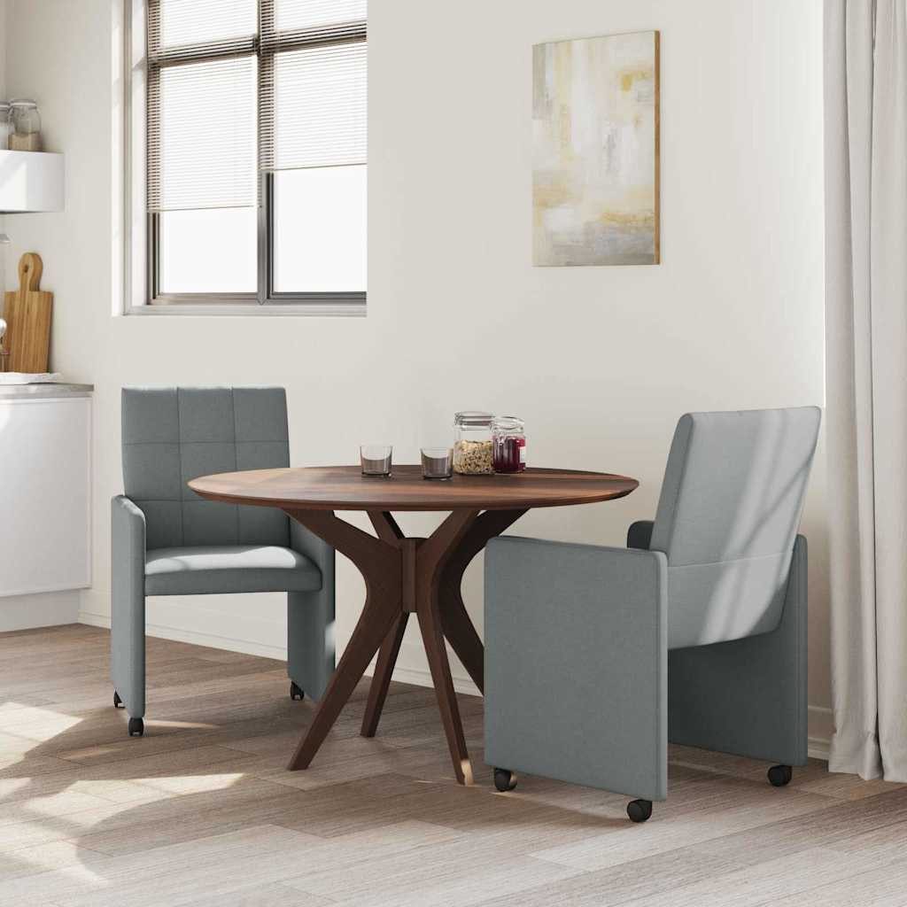 vidaXL Esszimmerstuhl Esszimmerstühle mit Rollen 2 stk. Stoff Hellgrau (2 St) – Bild 3 von 5
