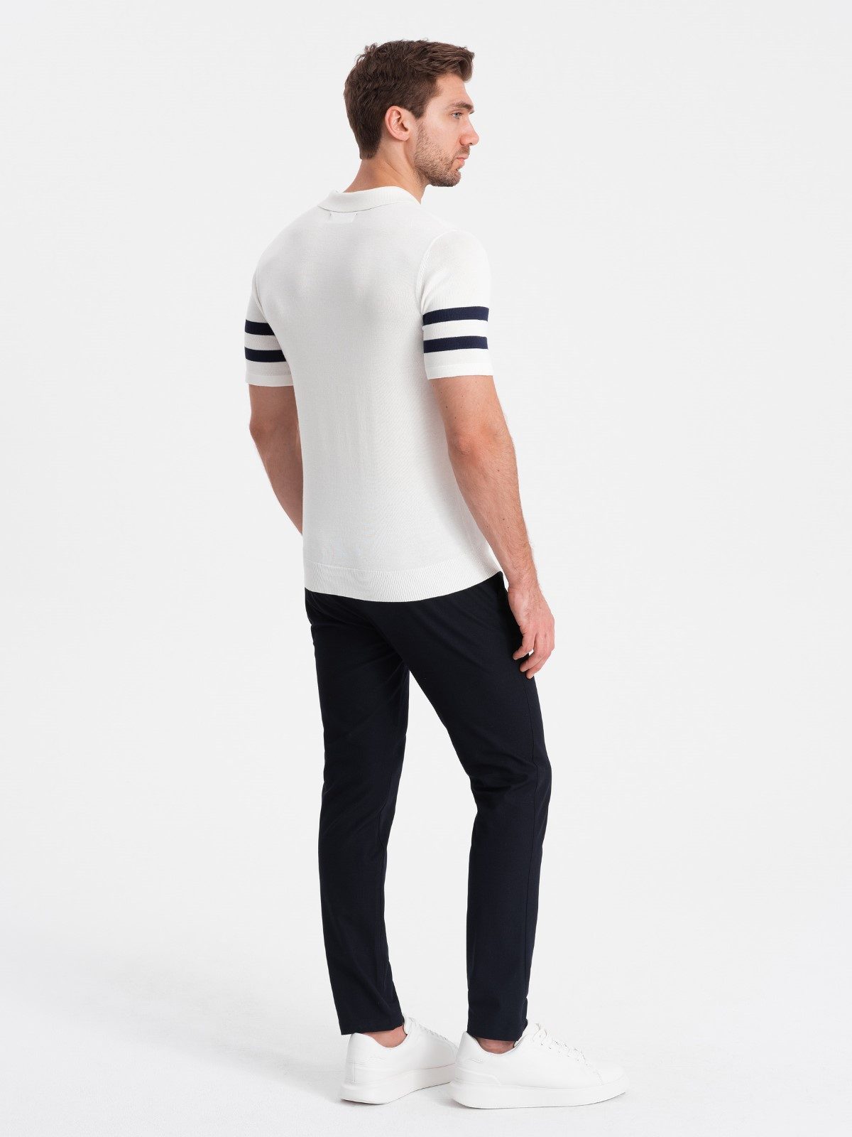 OMBRE Poloshirt Herren-Poloshirt aus weichem Strick mit kontrastierenden Streifen