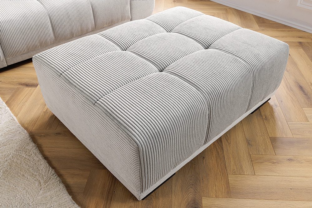 riess-ambiente Fußhocker ELEGANCIA 110cm champagner beige (Einzelartikel, 1 St), Wohnzimmer · Cord · mit Ziersteppung · für Sofas · Modern Design