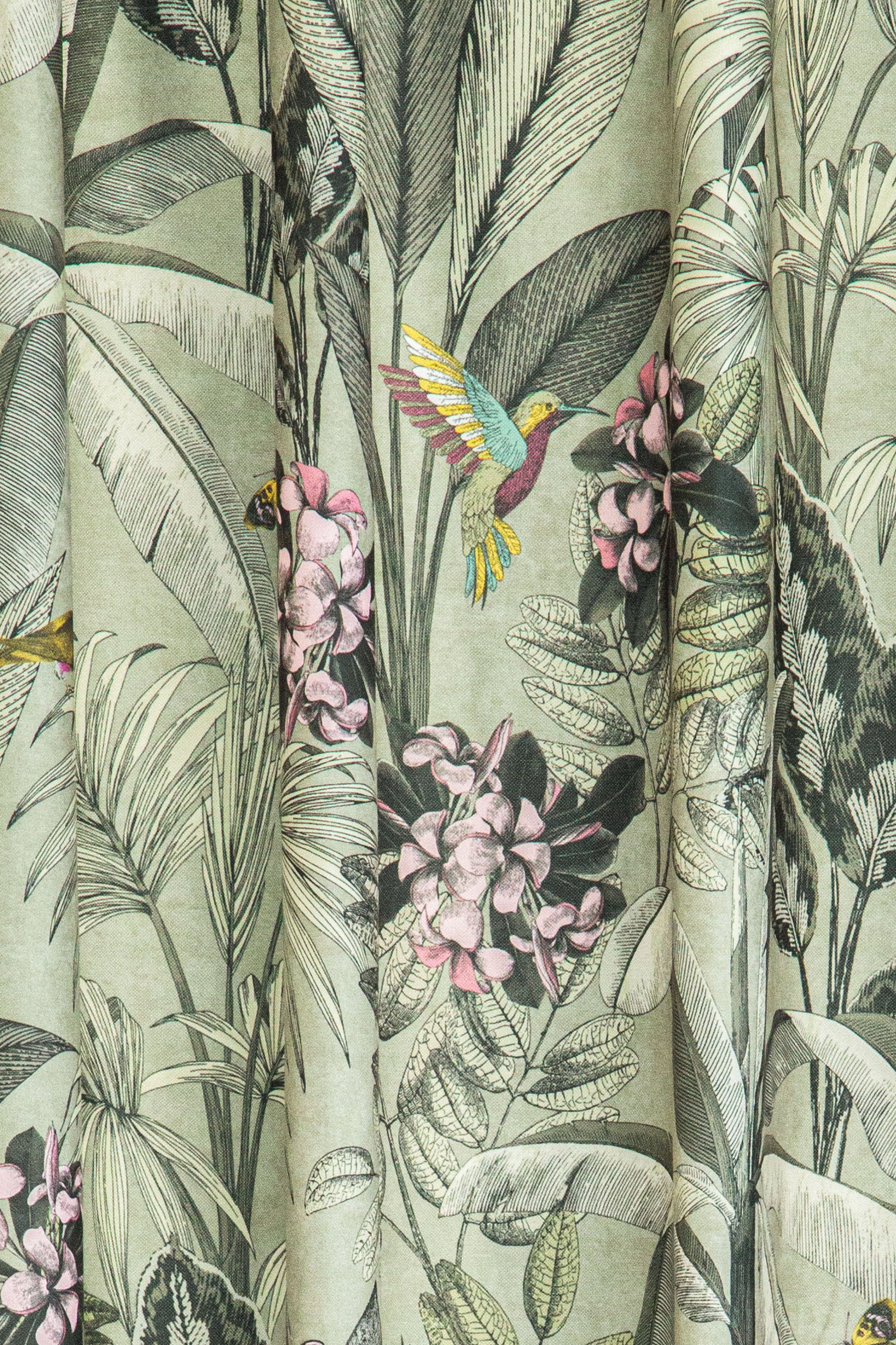 Vorhang Kelani, HOMING, verdeckte Schlaufen Jacquard, floral, grün Wohnzimmer, blickdicht, Schlafzimmer blickdicht, St), (1 Blumen