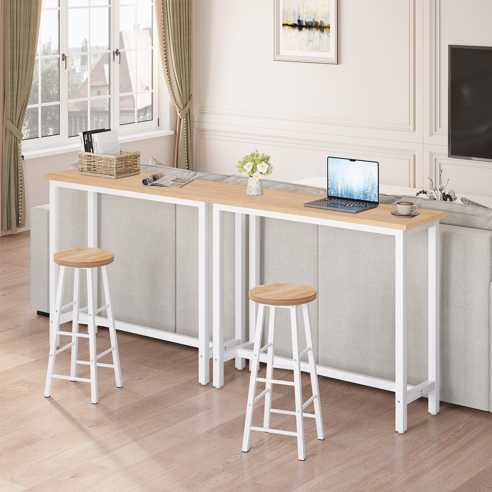 Woltu Bartisch (1-St), Metallgestell, Tischplatte aus MDF, 120x40x100cm