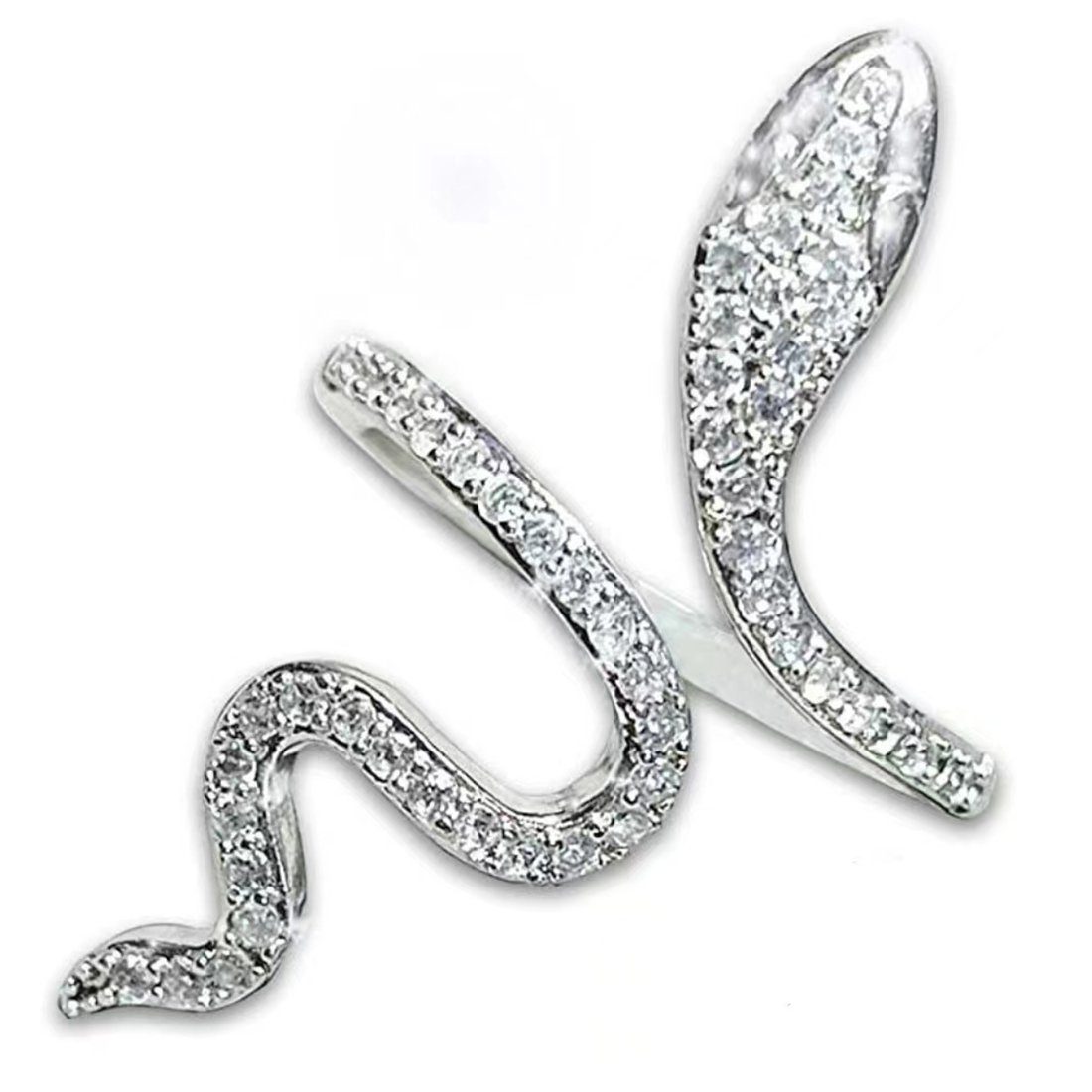 Rückgabe Haiaveng Fingerring verstellbarer Silberring, Schlangenbrillant-Zirkonia-Ring 925