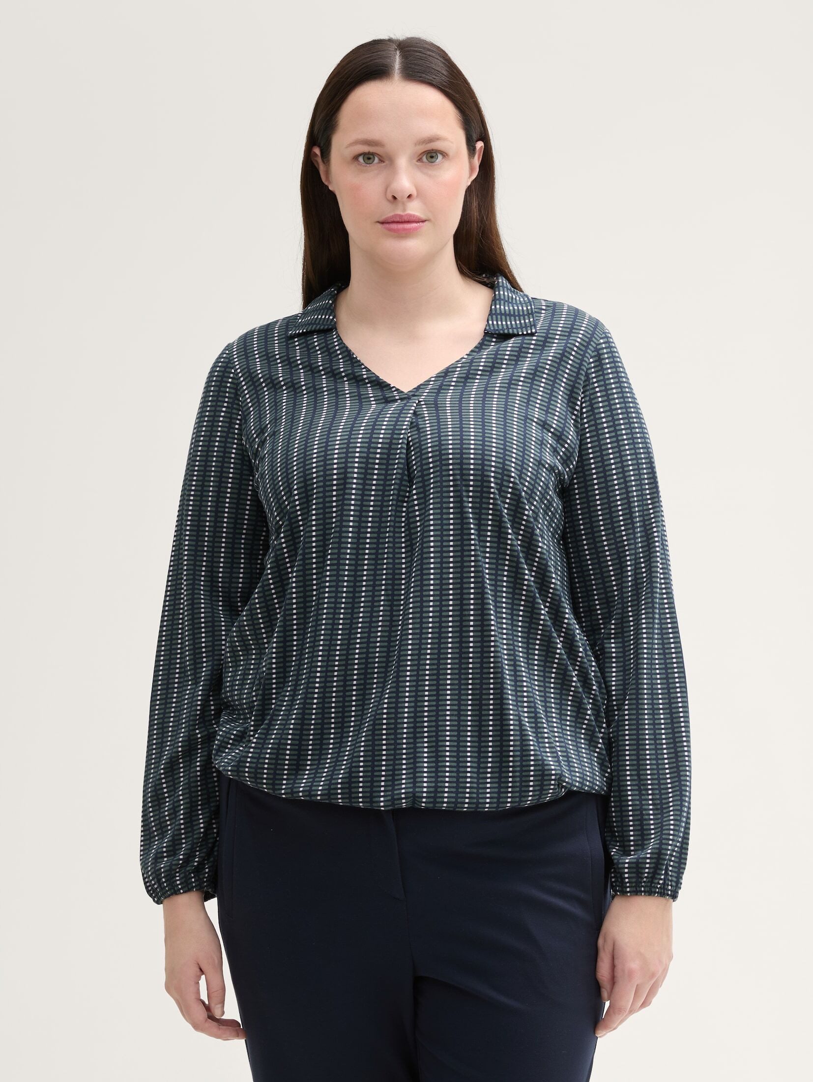 Langarmshirt Plus Size - Gemustertes Blusenshirt