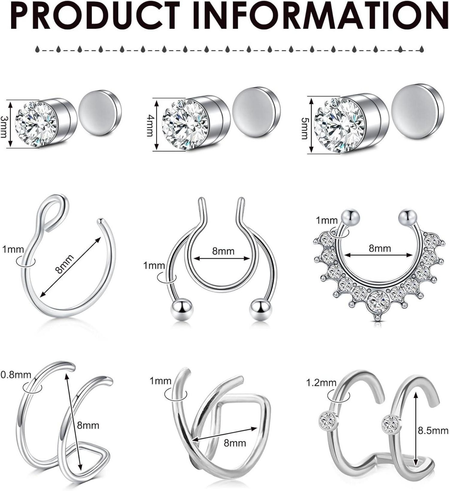 AVYRING Nasenpiercing Fake Nasenring Set 7 günstig online kaufen