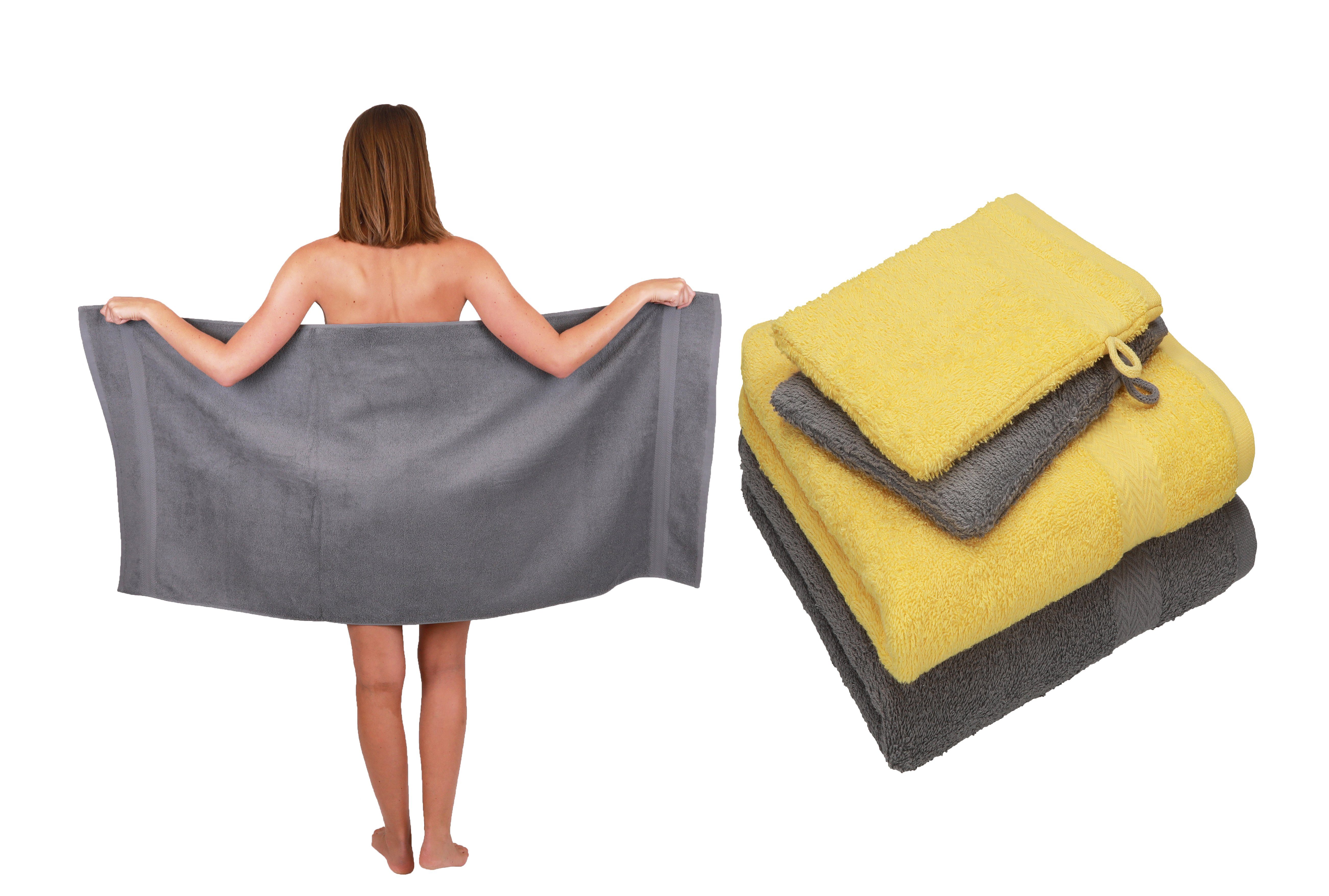 Betz Handtuch Set 5 TLG. Handtuch Set Single Pack 100% Baumwolle 1 Duschtuch 2 Handtücher 2 Waschhandschuhe, Baumwolle, (5-tlg) gelb