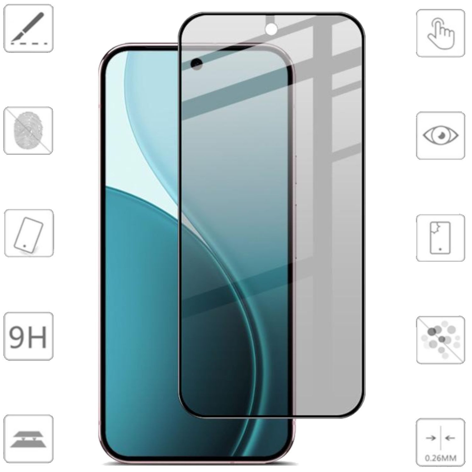 Wigento Handyhülle Für Google Pixel 10 / 10 Pro 1x 2.5D 0,26mm Privacy Display Hart Glas, Privacy Display Schutz Glas