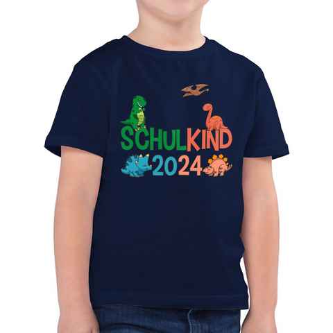 Shirtracer T-Shirt Schulkind 2024 Dinos (1-tlg) Einschulung Junge Schulanfang Geschenke