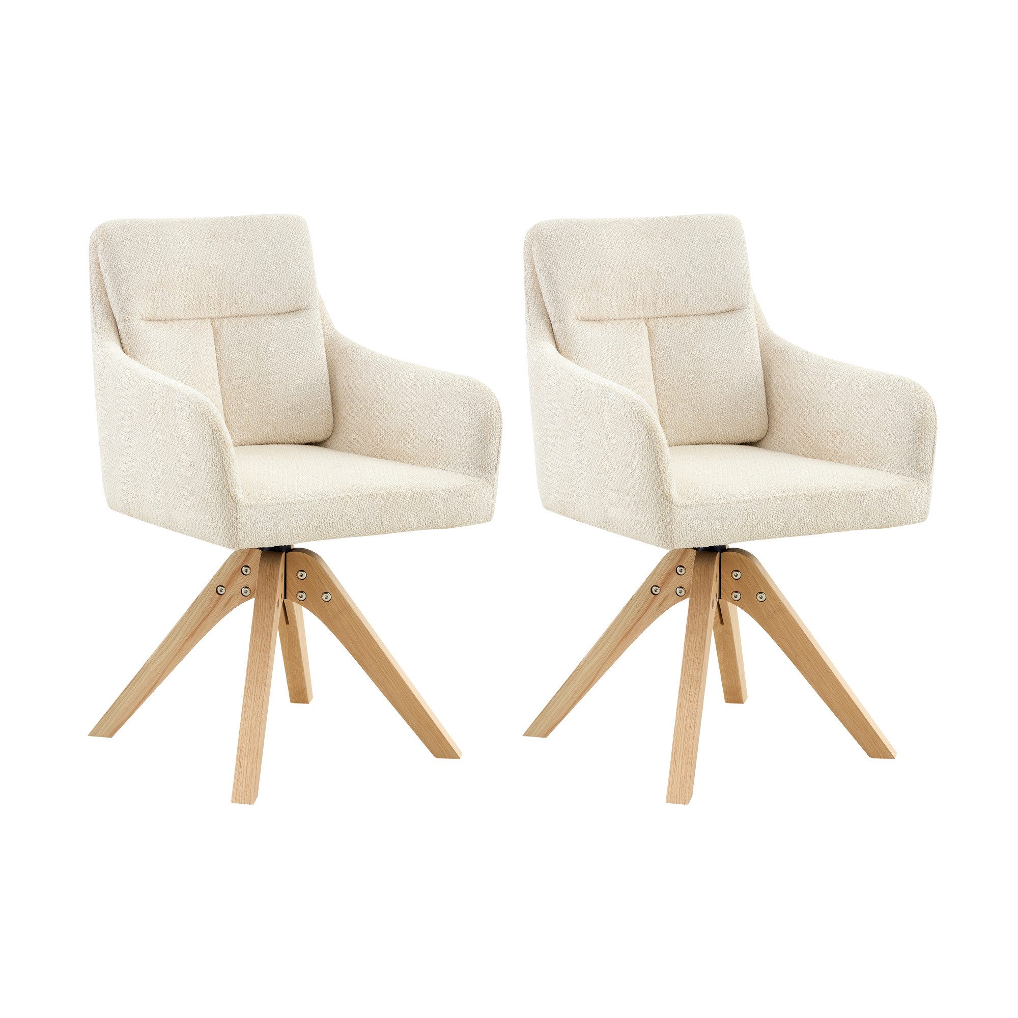gopop Drehstuhl 2er-Set, Stuhlbeine aus Massivholz, Hellgrau/Beige (2 St)