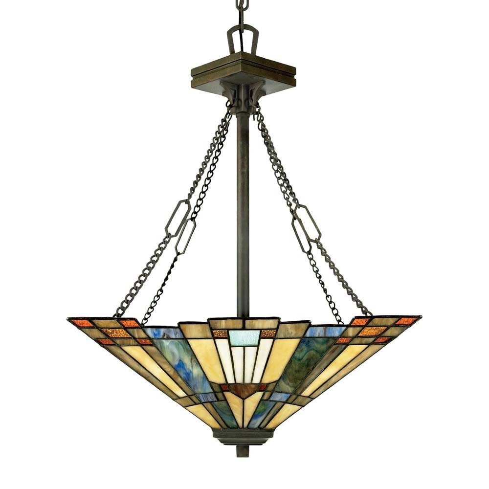 Elstead LIGHTING Pendelleuchte, Leuchtmittel nicht inklusive, Hängeleuchte Deckenlampe Pendellampe Tiffany-Glas Metall D 44,5cm