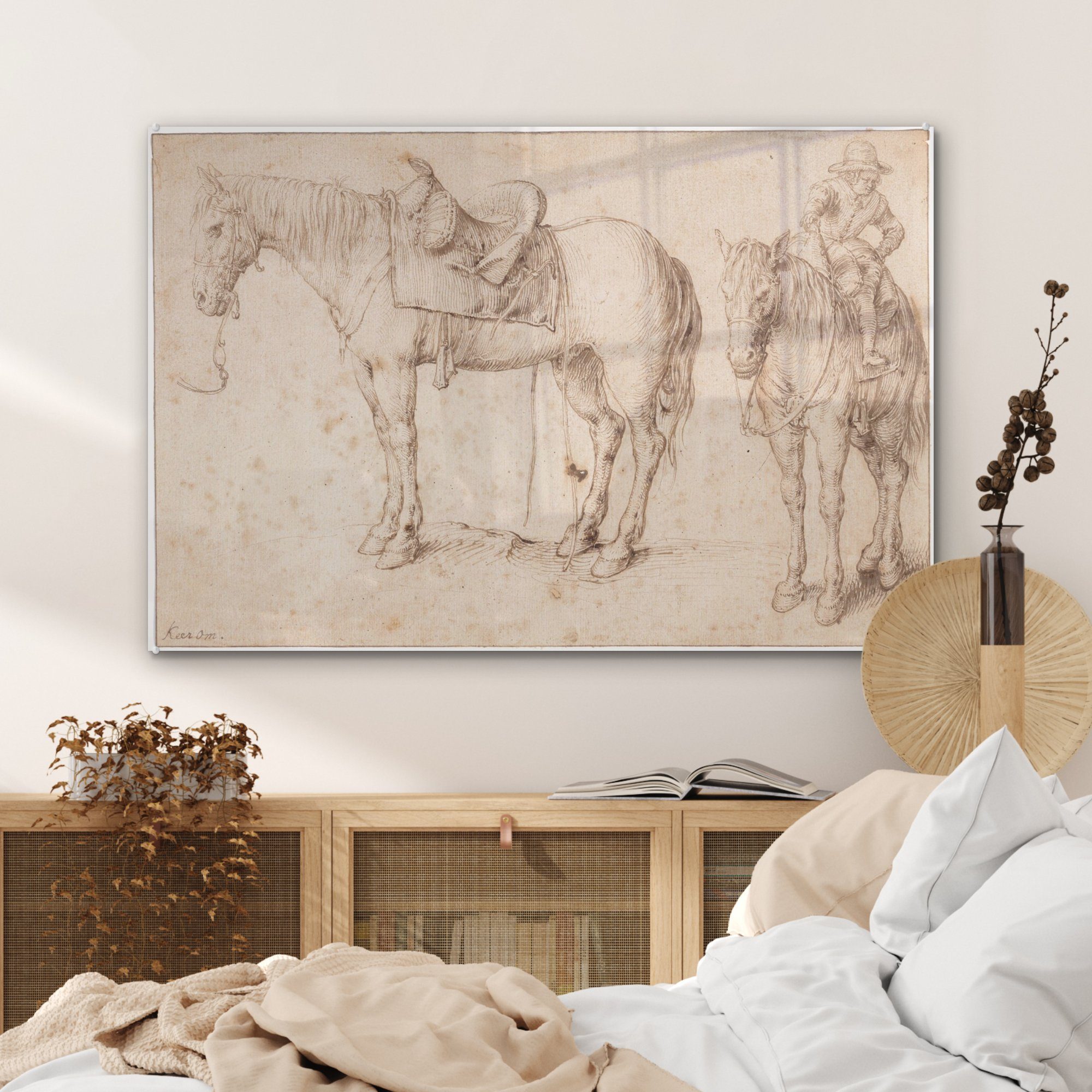 MuchoWow Acrylglasbild Zwei Studien eines gesattelten Schlafzimmer Gemälde Acrylglasbilder & Wohnzimmer II, von Gheyn de - (1 St), Jacob Pferdes