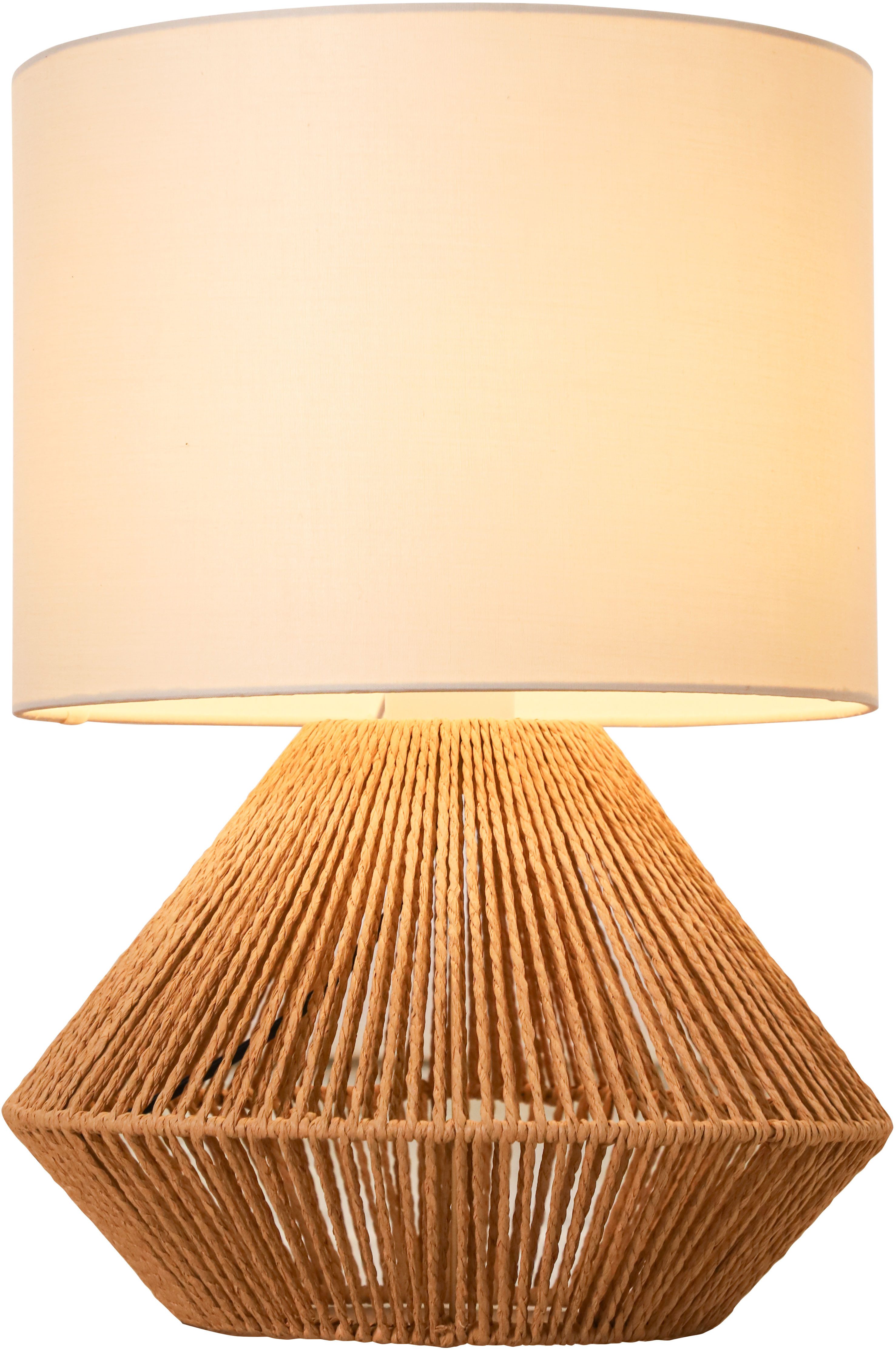 OTTO home Tischleuchte Sillias, Höhe 42 cm, Leinenschirm, Ein-/Ausschalter, ohne Leuchtmittel, Tischlampe aus Sisal-Schnur gefertigt, E27-Fassung – Bild 4 von 5