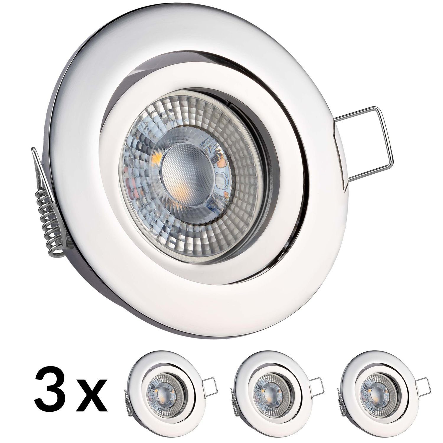 LED LED RGB 3W in chrom LED mit Set 3er LEDANDO flach von LED Einbaustrahler Einbaustrahler extra