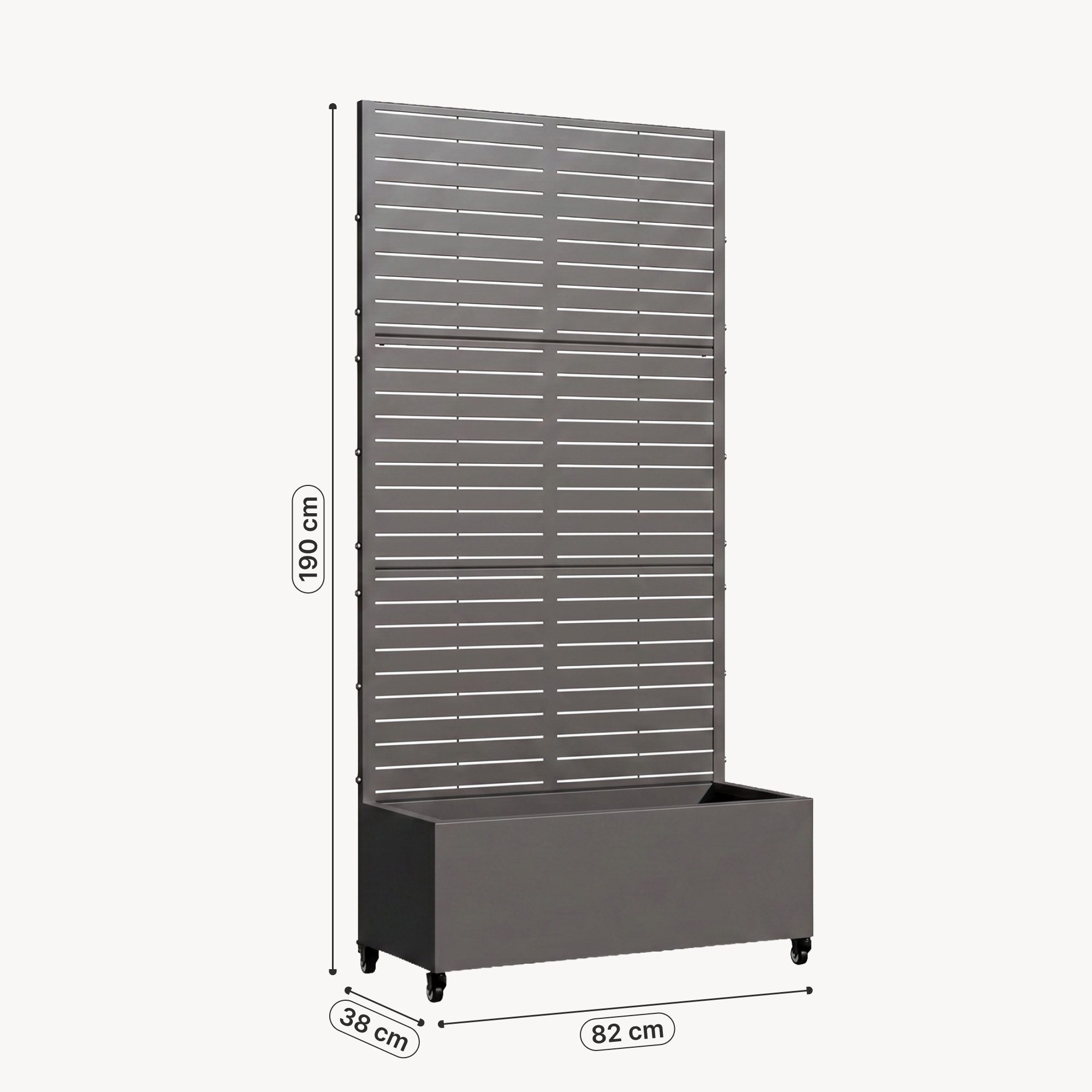 casa.pro Blumenkasten, »Nodepp« mit Sichtschutz 4 Rollen 190x82x38 cm Stahl Anthrazitgrau