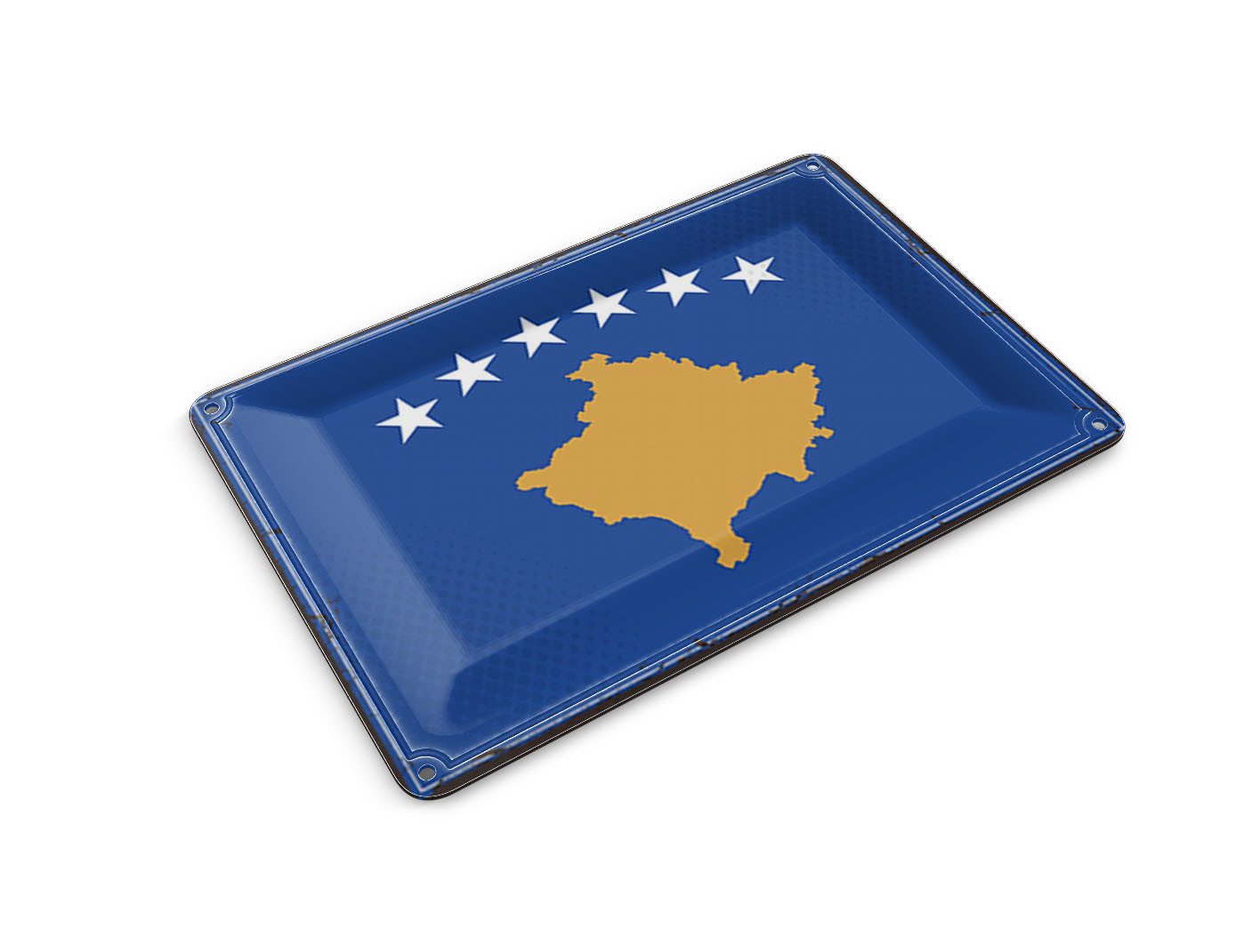 Femer GmbH Postkarte Flagge Kosovo 14x10 cm Retro Flag of Kosovo, unfrankiert