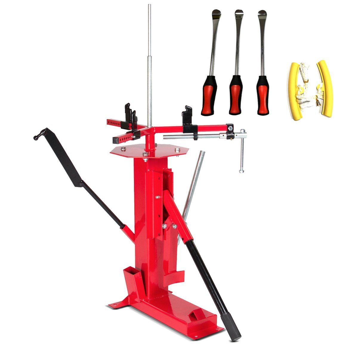 ConStands Reifenmontagemaschine Set Motorrad Reifenmontiergerät XL9R rot + Reifen Montiereisen + Felge