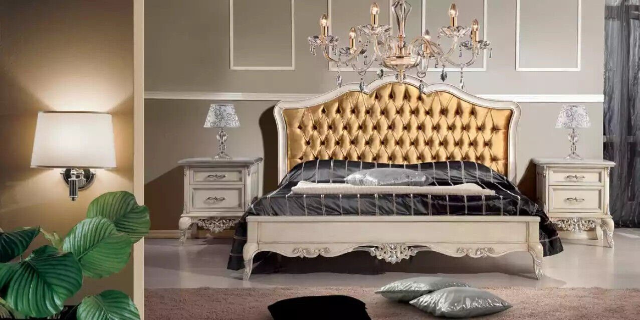 Schlafzimmer-Set Set Luxus JVmoebel 2x 3pc Set, Schlafzimmer (Bett Nachttisch Nachttische, Designer 3-St) + Bett 2x