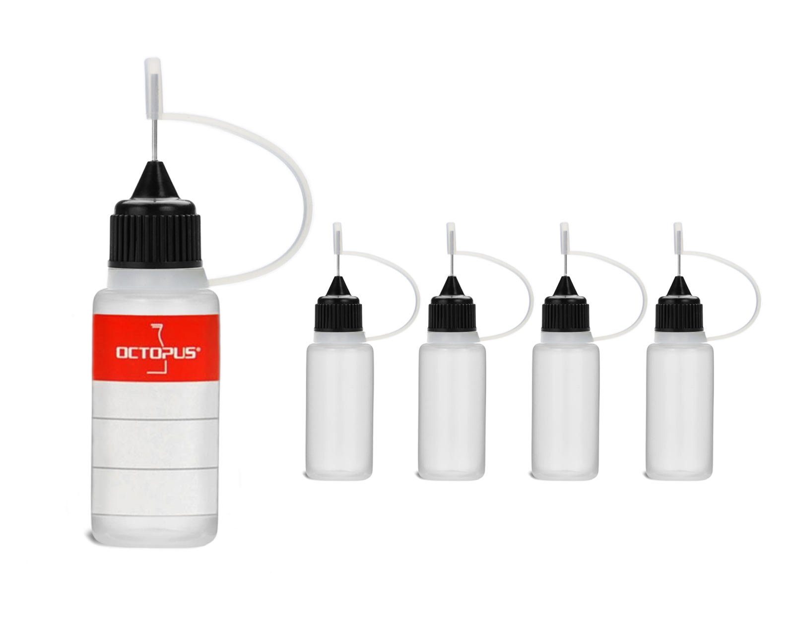 OCTOPUS Kanister 5 Plastikflaschen 10 ml aus LDPE, G14, Tropfverschluss mit Nadelkappe, (5 St)