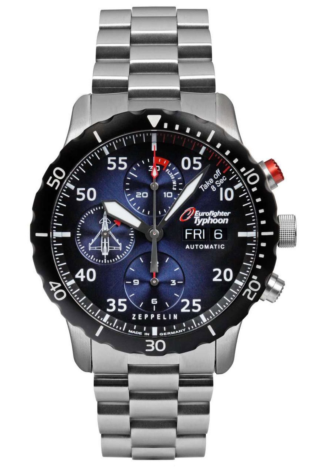 Automatikuhr Automatik Chronograph Eurofighter mit Stahlband