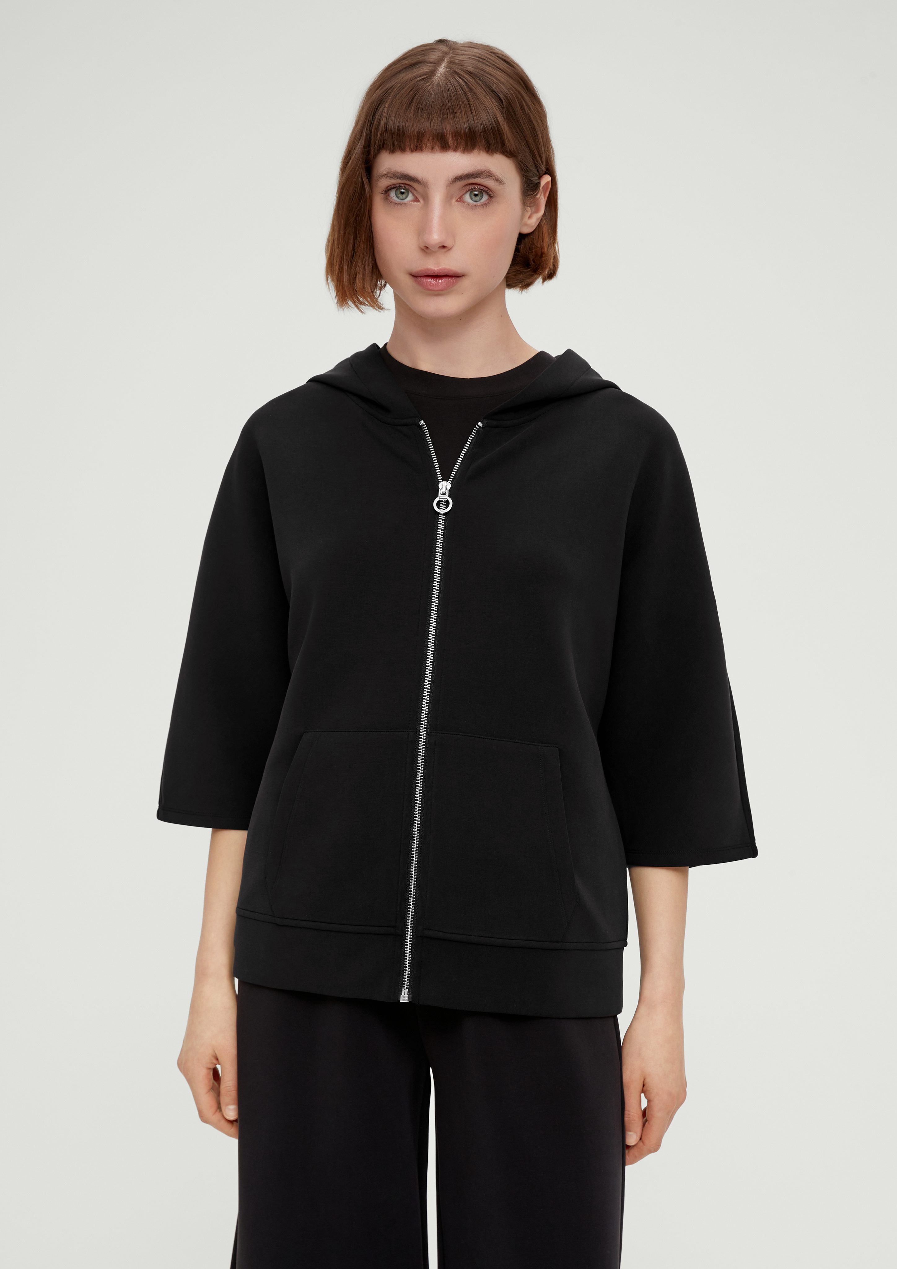 Modal schwarz s.Oliver Sweatjacke mit Sweatshirt-Jacke