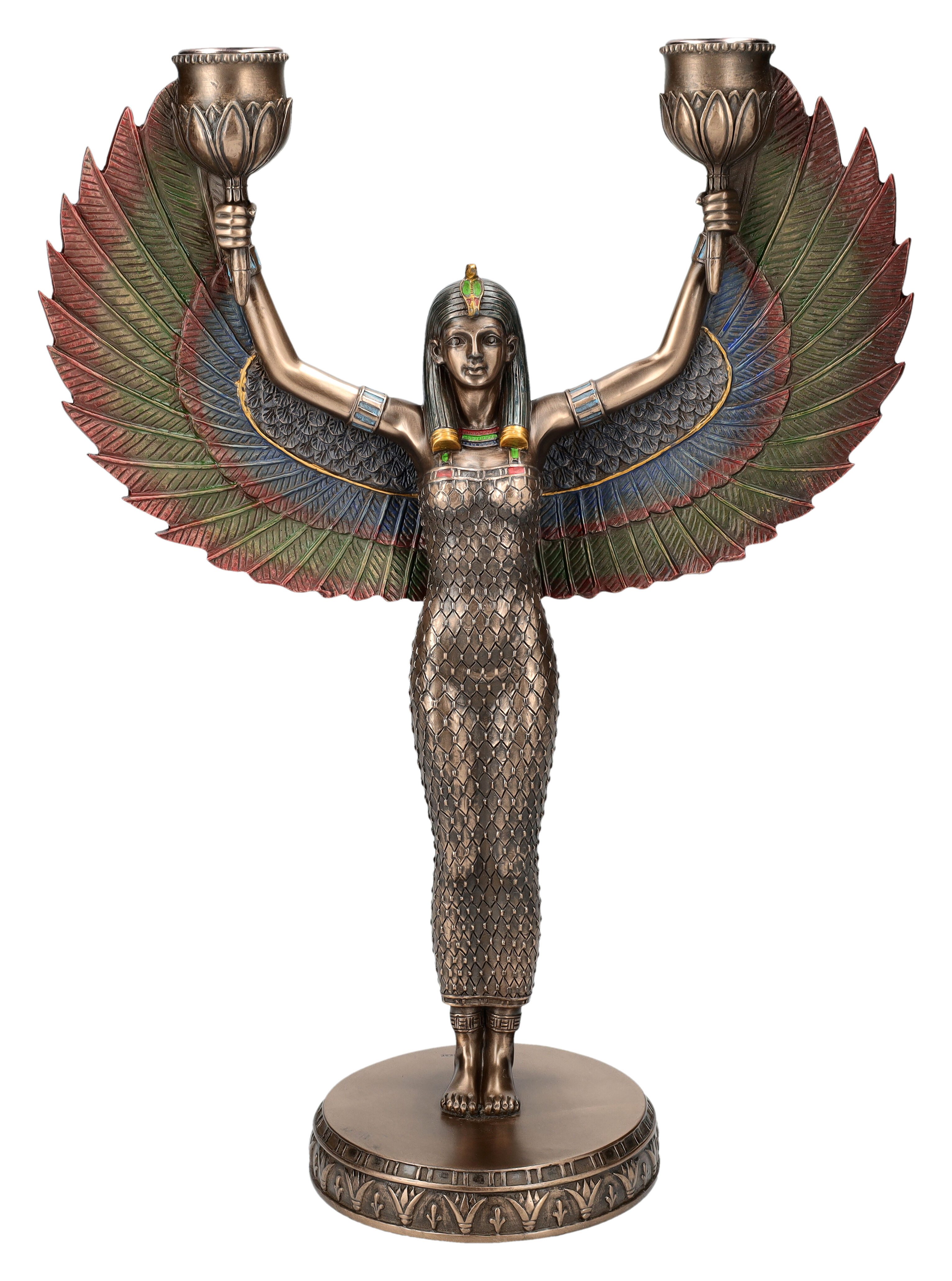 Figuren Shop GmbH Kerzenhalter Kerzenhalter - Geflügelte ägyptische Göttin Isis - Veronese Dekoration