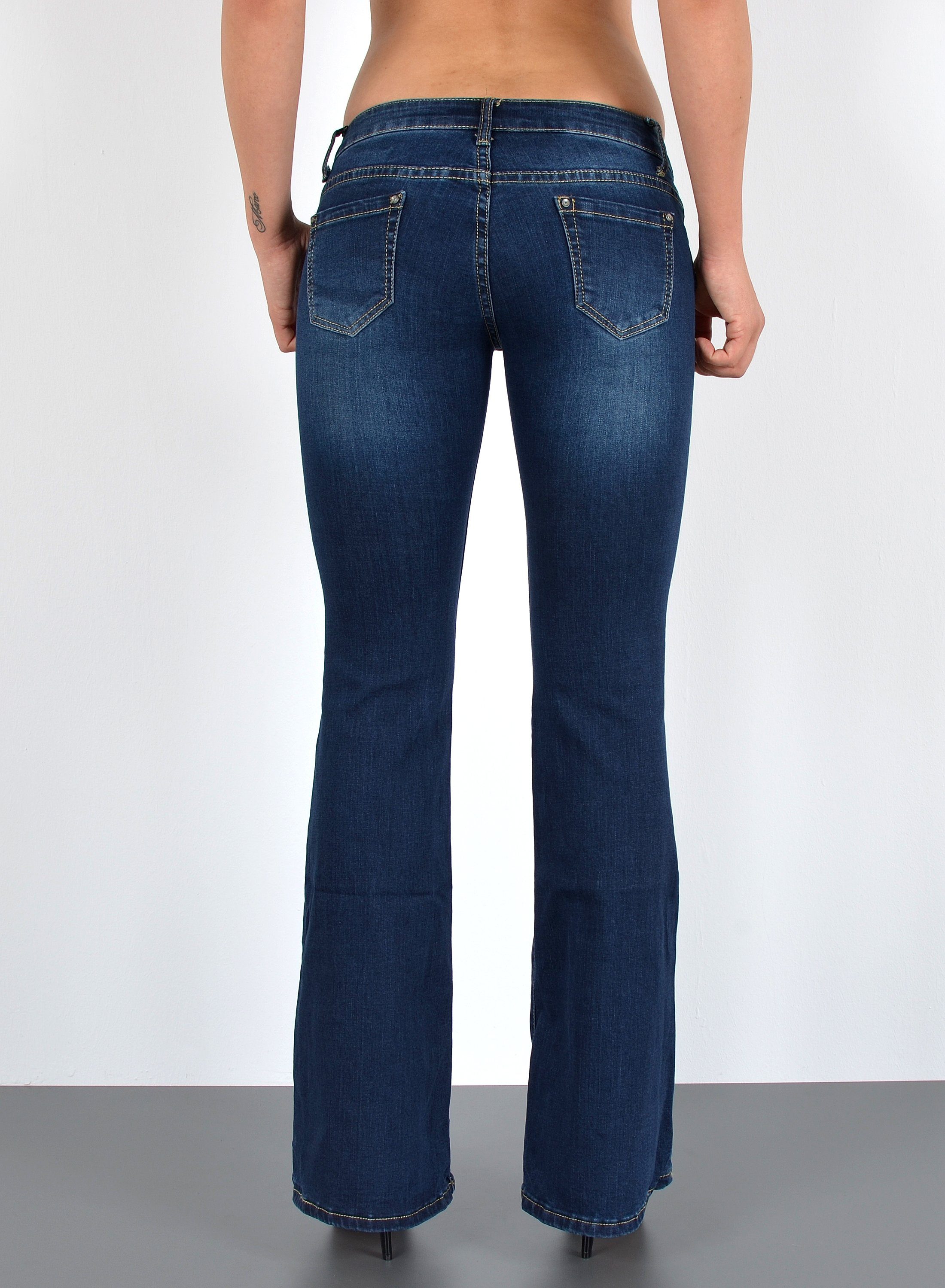 ESRA Bootcut-Jeans Damen Schlaghose Bootcut Jeans Damen Stretch Hose bis Übergröße B3 Damen Jeans Bootcut Hose Wide Leg Jeanshose Low Waist bis Plus Size – Bild 5 von 5