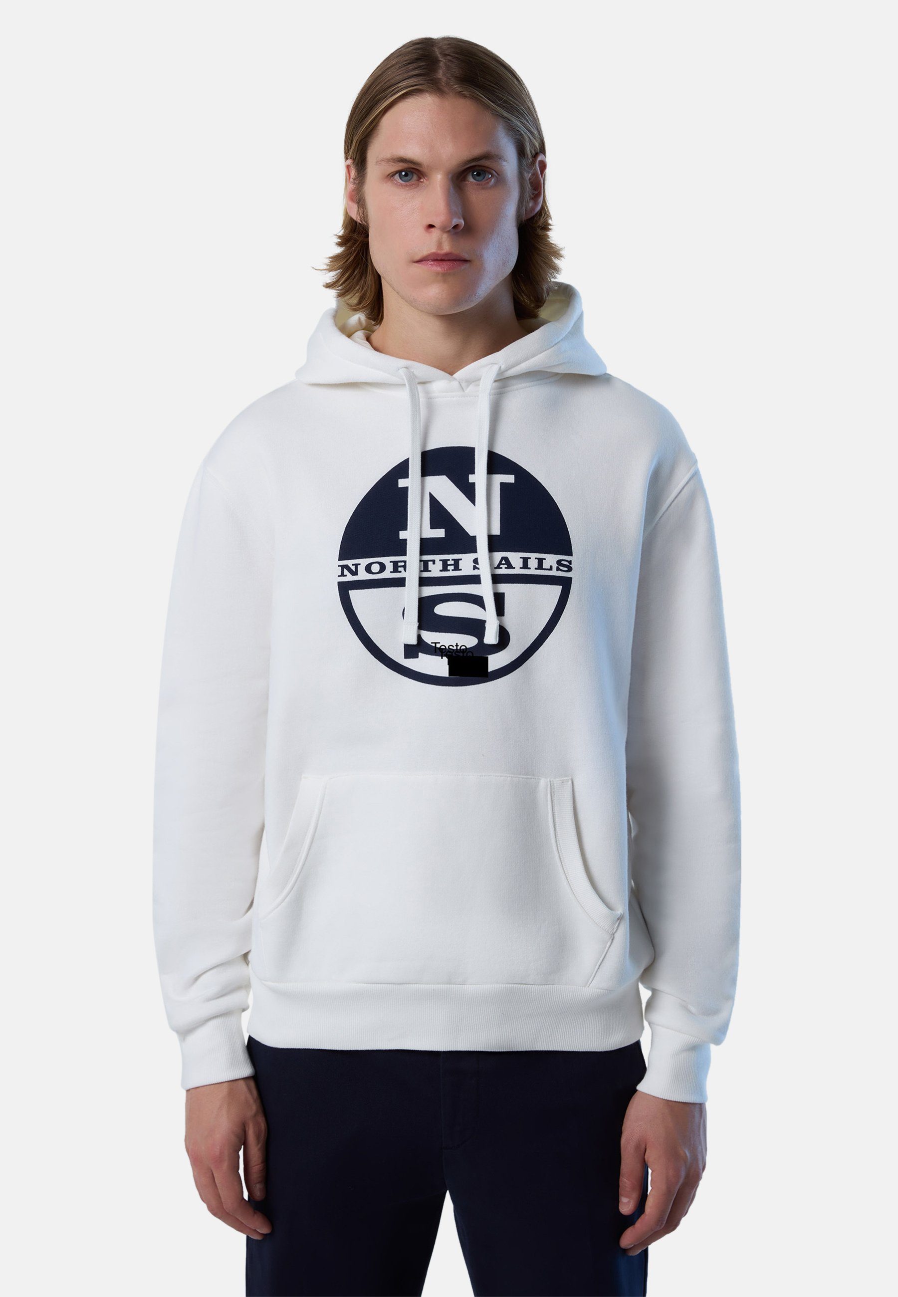 North Sails Kapuzensweatshirt Kapuzenpulli mit Maxi-Logo-Druck mit klassischem Design weiss