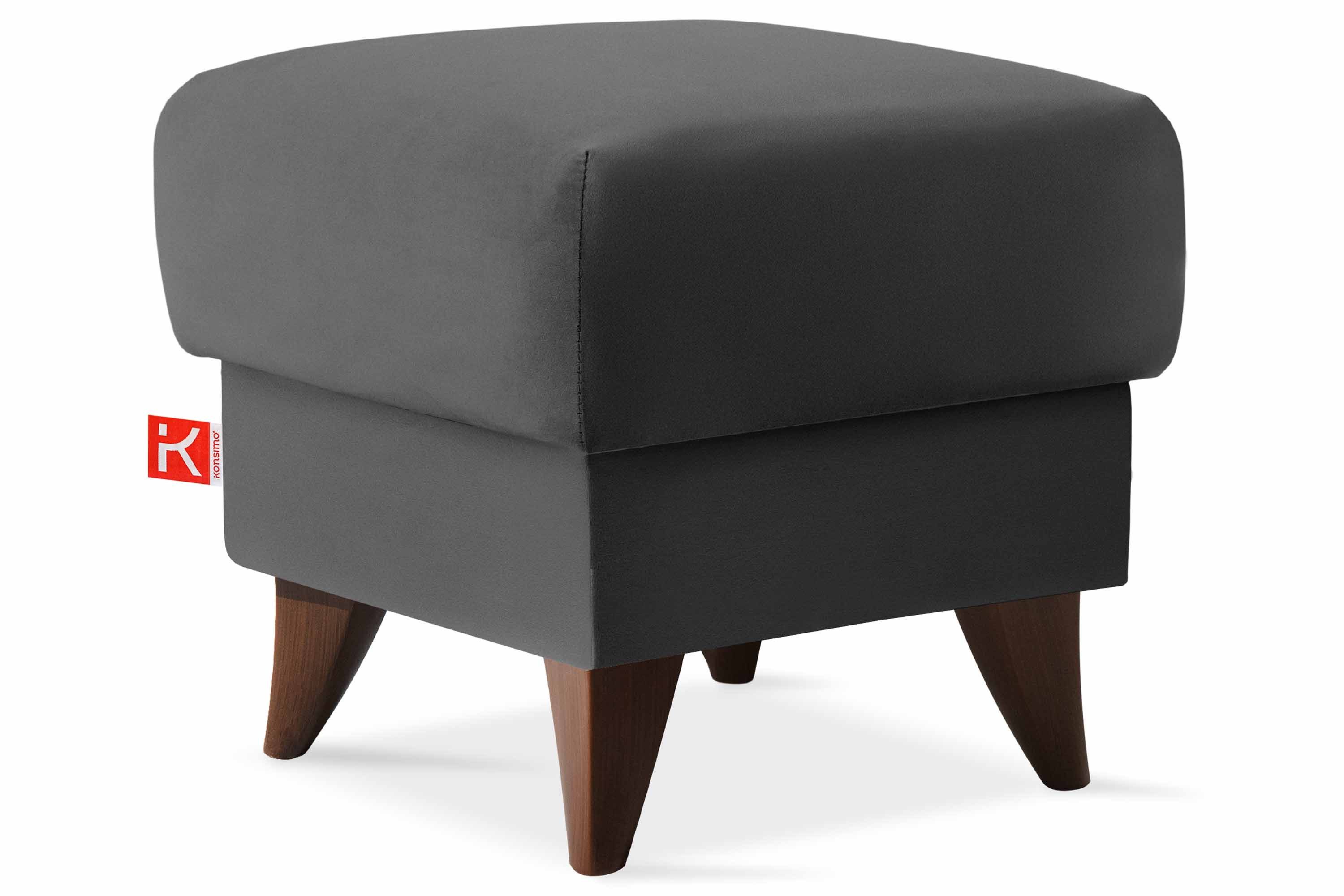 KONSIMO® Fußhocker Sitzhocker mit Stauraum GUSTAVO, hergestellt in der EU, handgefertigt, braun Füße, Polsterhocker, Elegant
