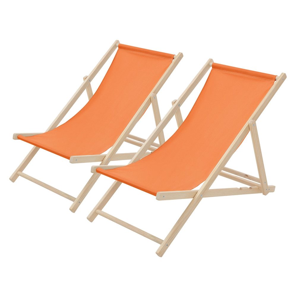 ECD Germany Gartenliege Holz Liegestuhl Beachstuhl klappbarer Strandstuhl Strandliege Liege, 2 St., 2er Set Sonnenliege mit 3-Fach verstellbarer Rückenlehne Relaxliege