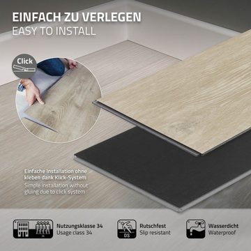ML-DESIGN Vinylboden PVC Click Vinyl-Dielen Einfache Verlegung wasserfest, Vinylboden 122x18x0,42 cm 3,08m²/14 Dielen Hellgrau rutschfest