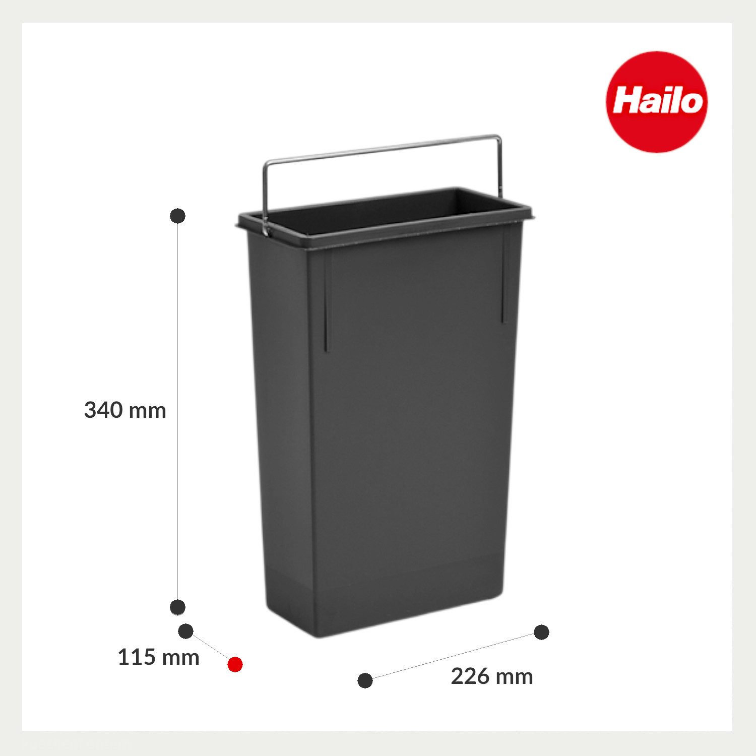 Hailo Einbaumülleimer Hailo Inneneimer 7 L dunkelgrau mit Henkel 1082479 – Bild 3 von 4