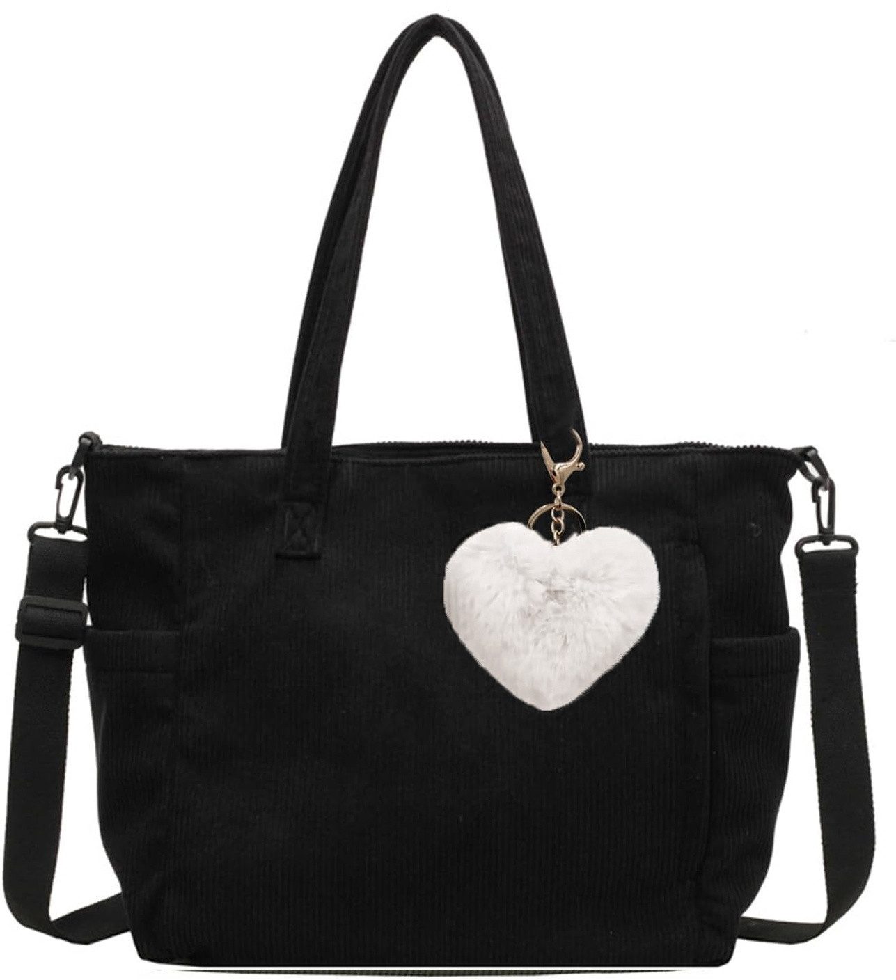 Zaewry Schultertasche Cord Tasche Damen, Beuteltasche Stofftasche, Groß Shopper Tasche (Strandtasche, Handtasche, Umhängetasche), für School Schule Arbeit Büro Reisen Einkaufen Alltag