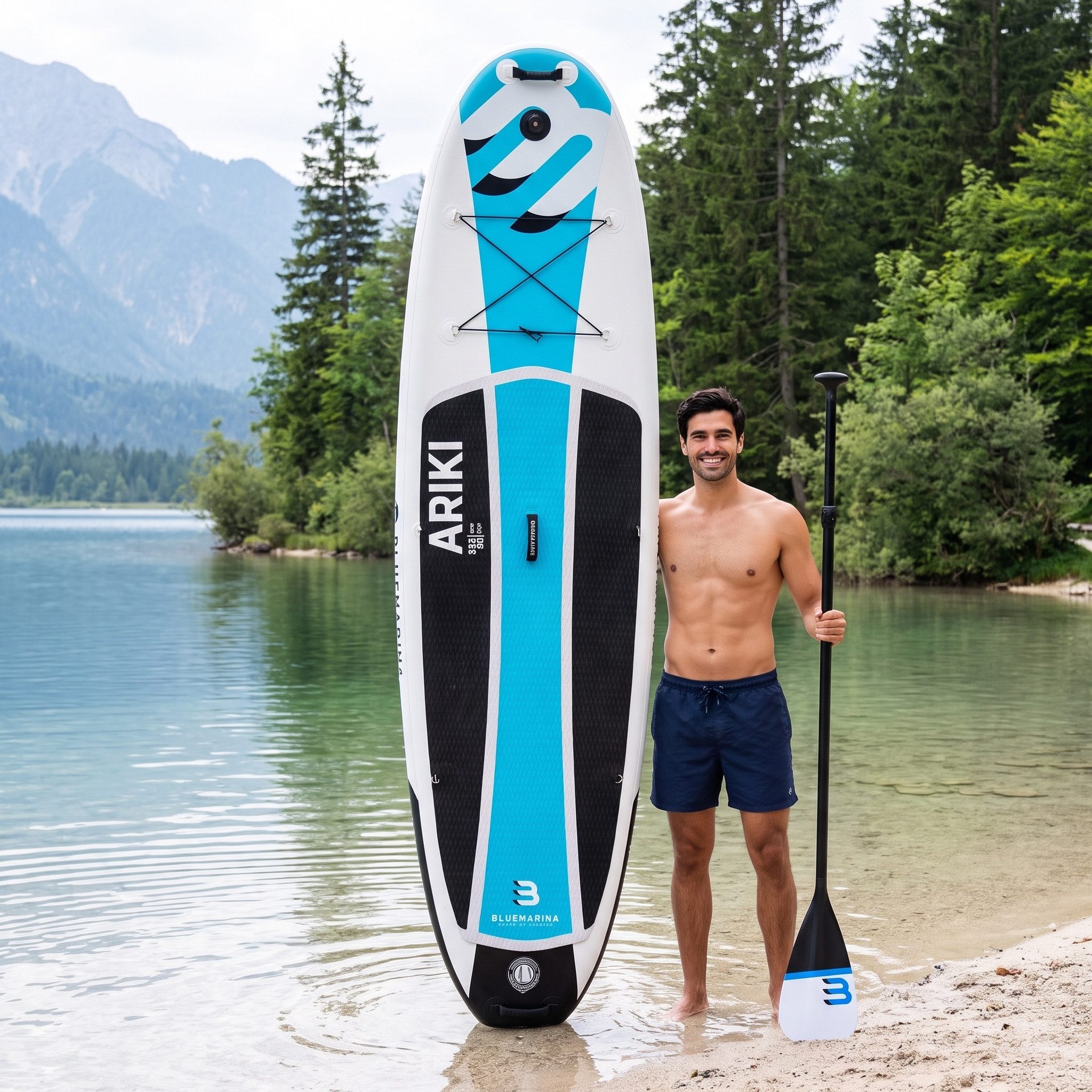 Bluemarina SUP-Board Ariki SUP Board Standuppaddle aufblasbar inkl. 5 J. Garantie, Classic, (Stand Up Paddle, Stand Up Paddle, SUP, Kajak, Standuppaddle, standuppaddel), SUP mit 3 Finnen System
