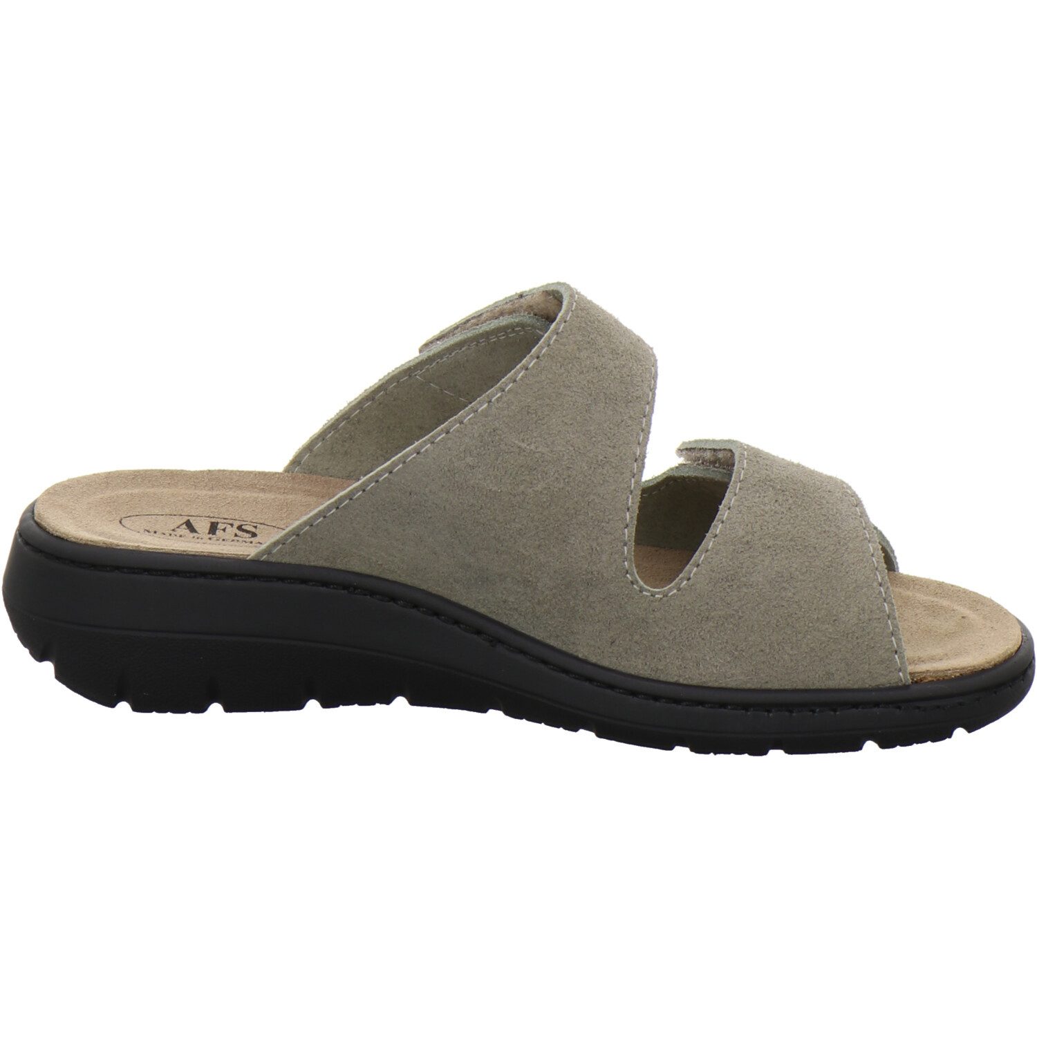 AFS-Schuhe 280886 Wechselfußbett Pantolette für Damen mit Keilabsatz, bequeme Sandalen aus Leder