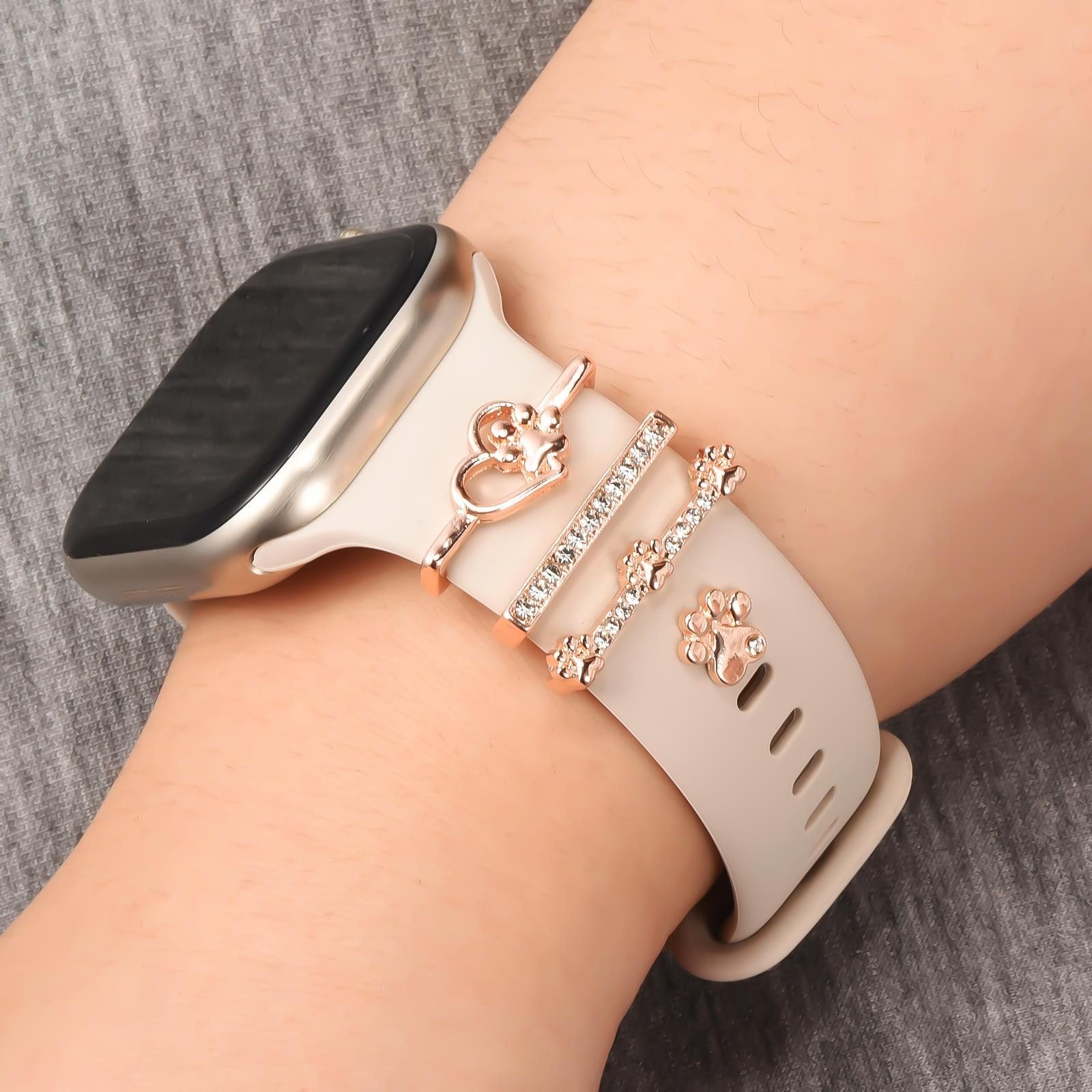 CoolGadget Smartwatch-Armband Schmuck Ringe Charms Uhren Deko Motiv Clips 21mm, Zubehör passend für alle Apple Watch und Samsung Galaxy Watch Modelle