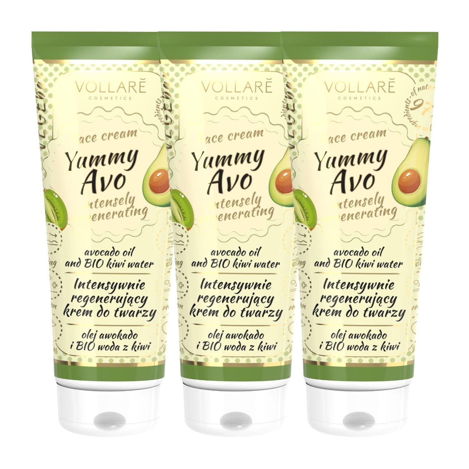 Vollarè Cosmetics Gesichtspflege Creme Intensiv regenerierend Tagescreme Vegan Bio Natural, 3-tlg.