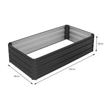 ML-DESIGN Hochbeet Pflanzbeet Pflanzkasten Blumenkasten Gartenbeet Blumenbeet Gemüsebeet, Metall 120x60x30cm 200 Liter Anthrazit wetterfest rostfrei