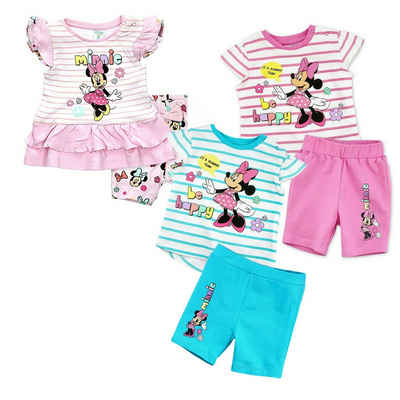 Babybogi Shirt & Shorts »Mädchen Sommerset Minnie Maus Blau 2 TLG Set gestreift Kurzarm T-Shirt u Shorts Gr.: 62, 68 oder 86«