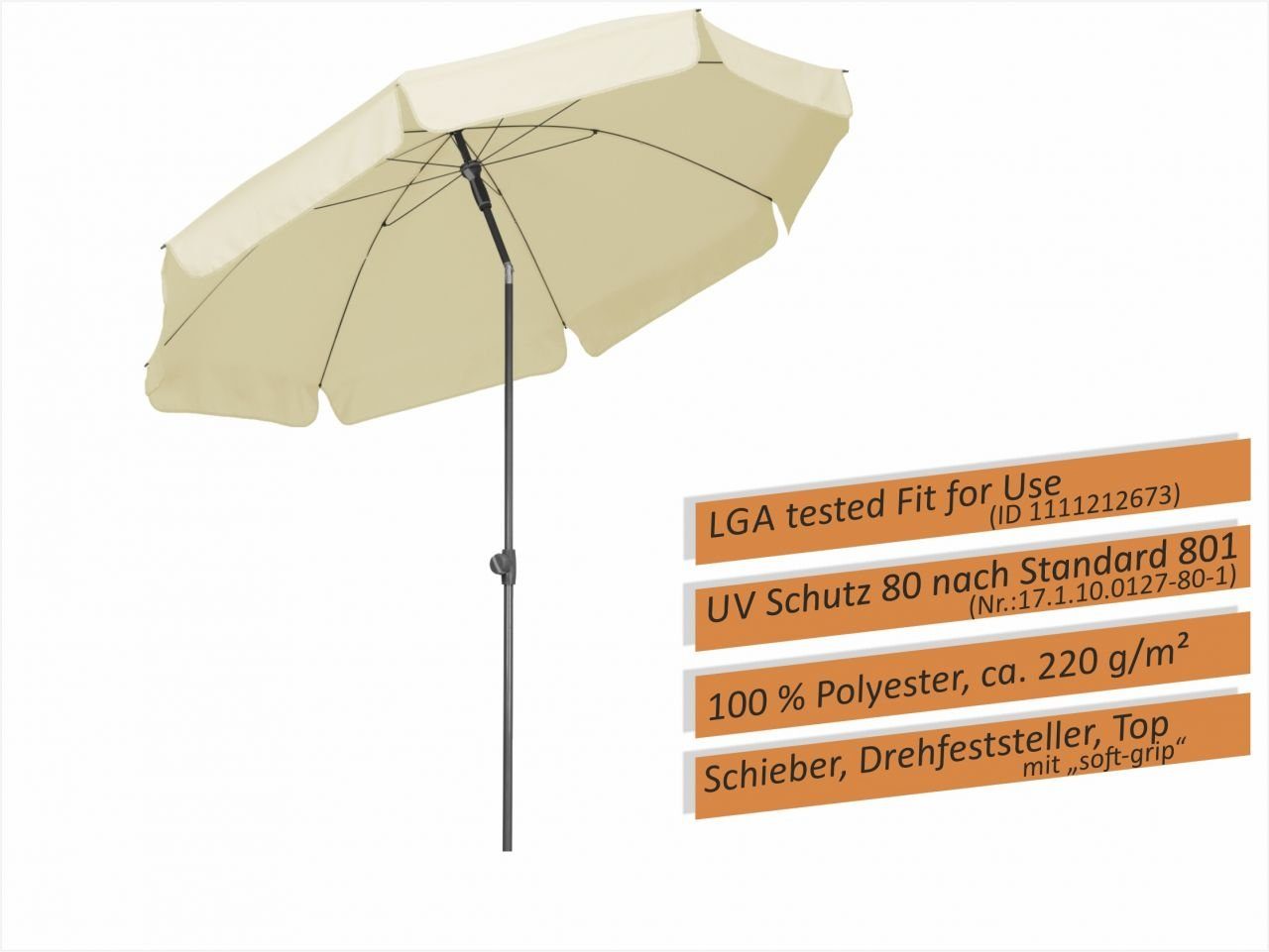 Schneider Schirme Sonnenschirm Schneider Sonnenschirm Aquila natur Ø 200 cm – Bild 3 von 5
