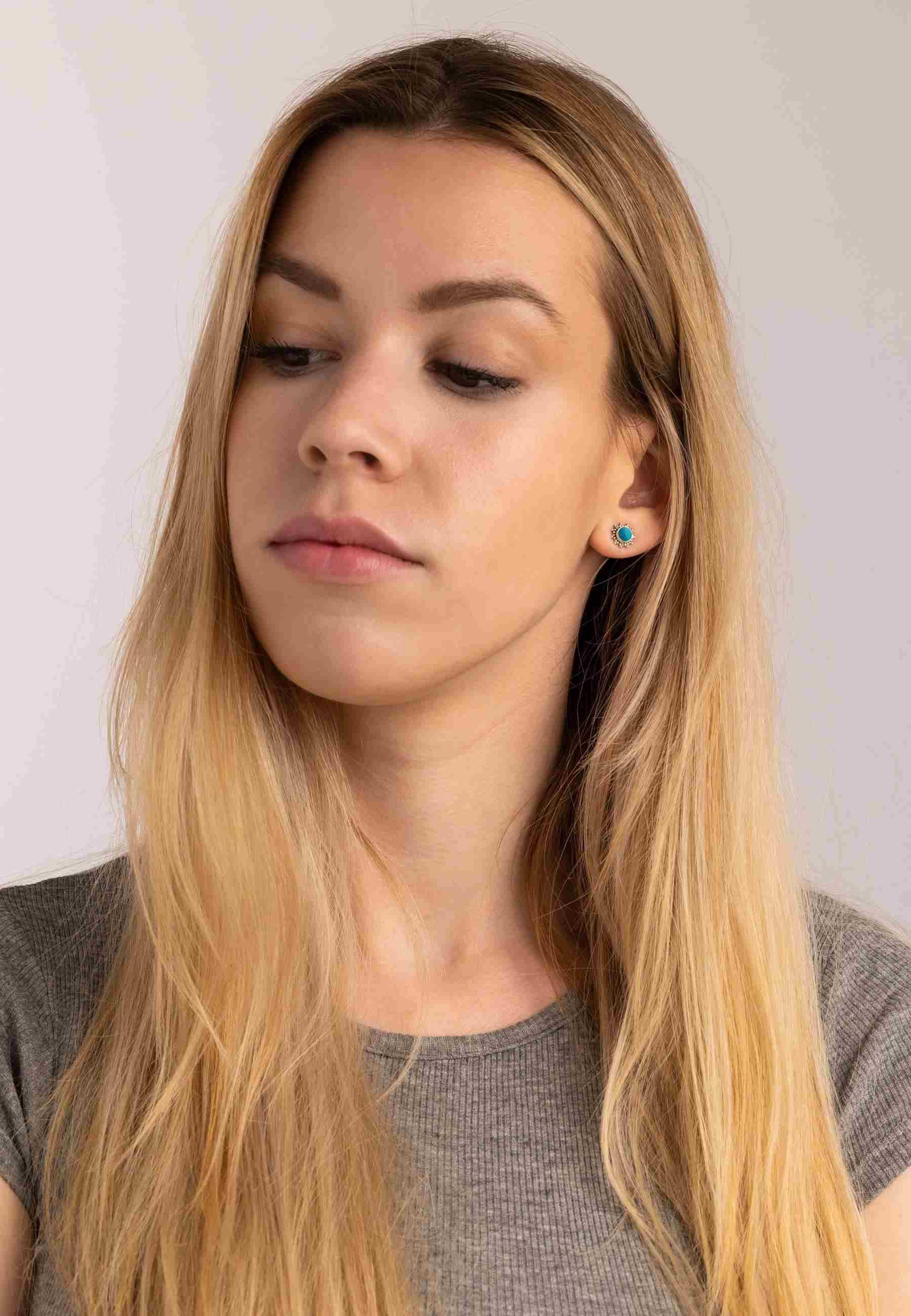 mantraroma Paar Ohrstecker BUWAN rund aus 925 Silber mit Türkis (Paar, Paar günstig online kaufen